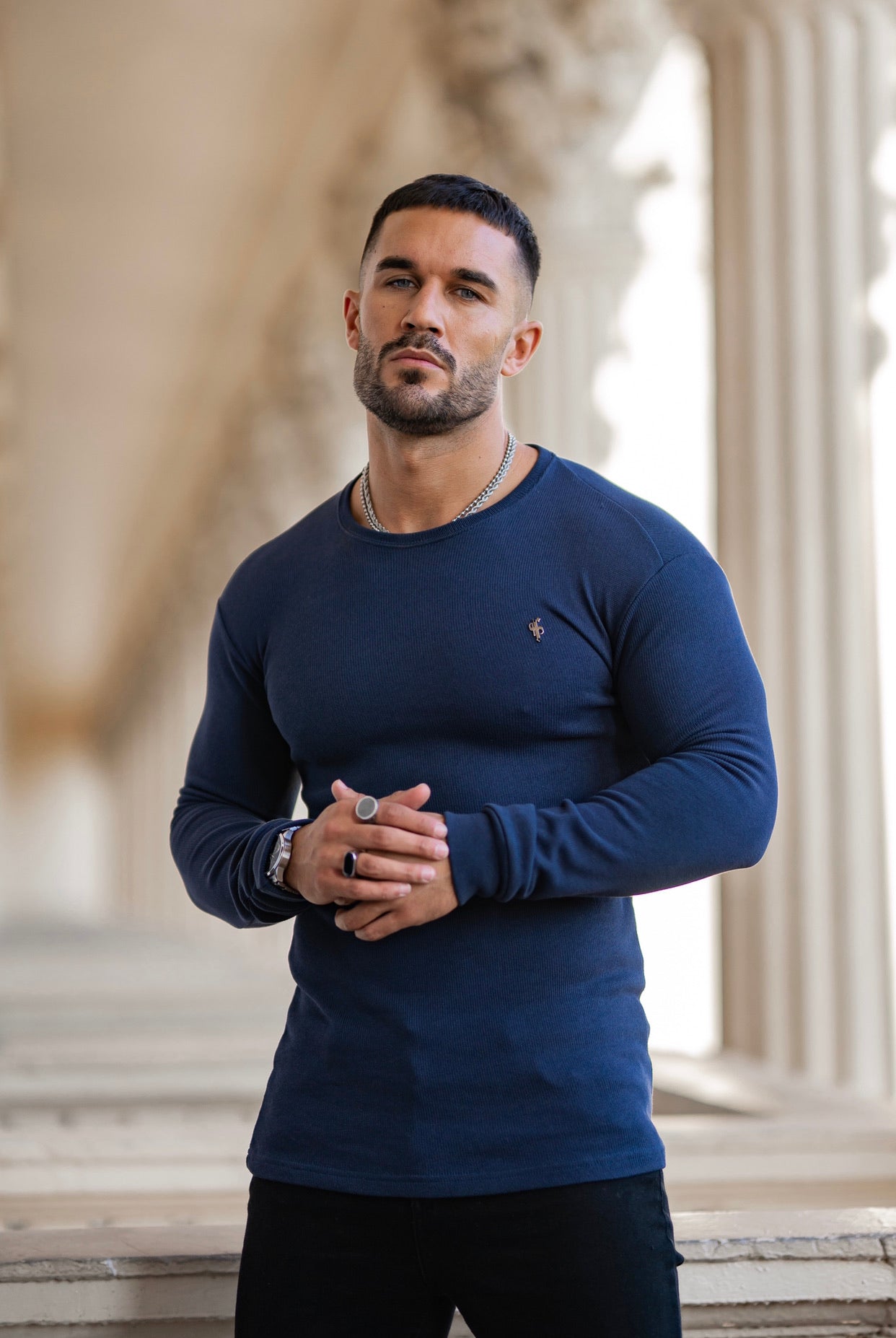 Classic Navy Super Slim Jumper - FSH410