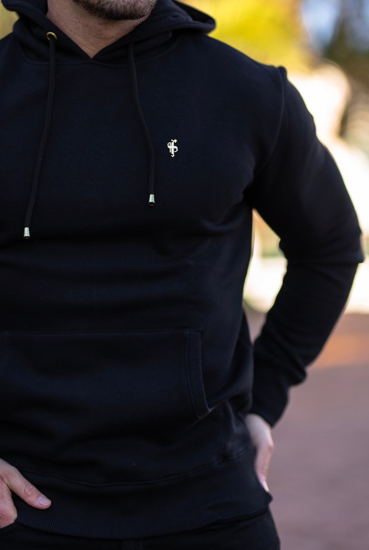 Black & Gold Overhead Hoodie Jumper - FSH545
