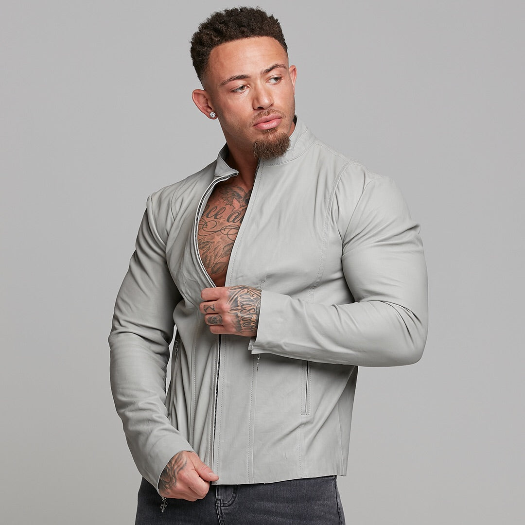 Grey Lambs Leather Jacket - FSH314