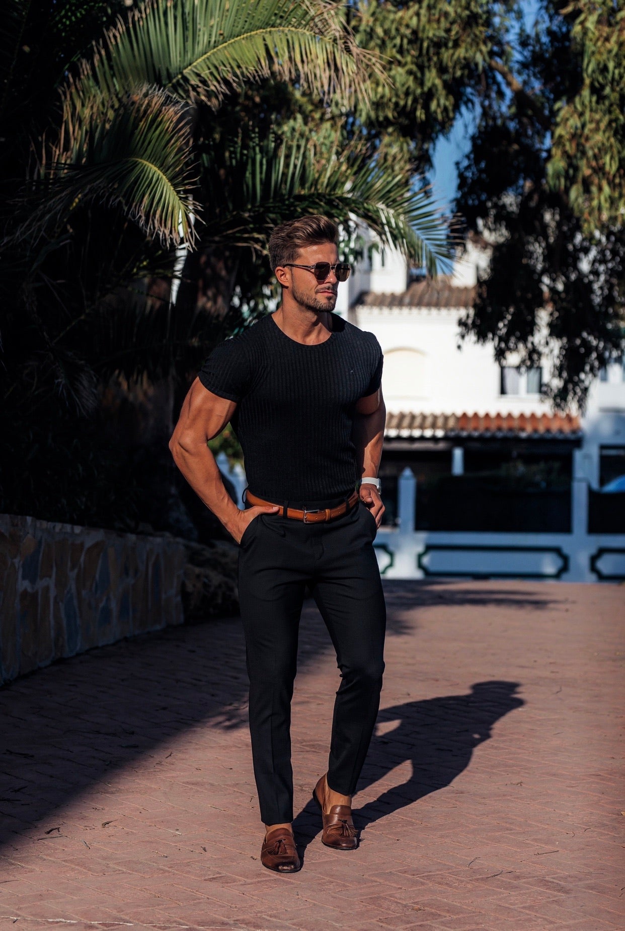 Slim Formal Black Stretch Trousers - FST034