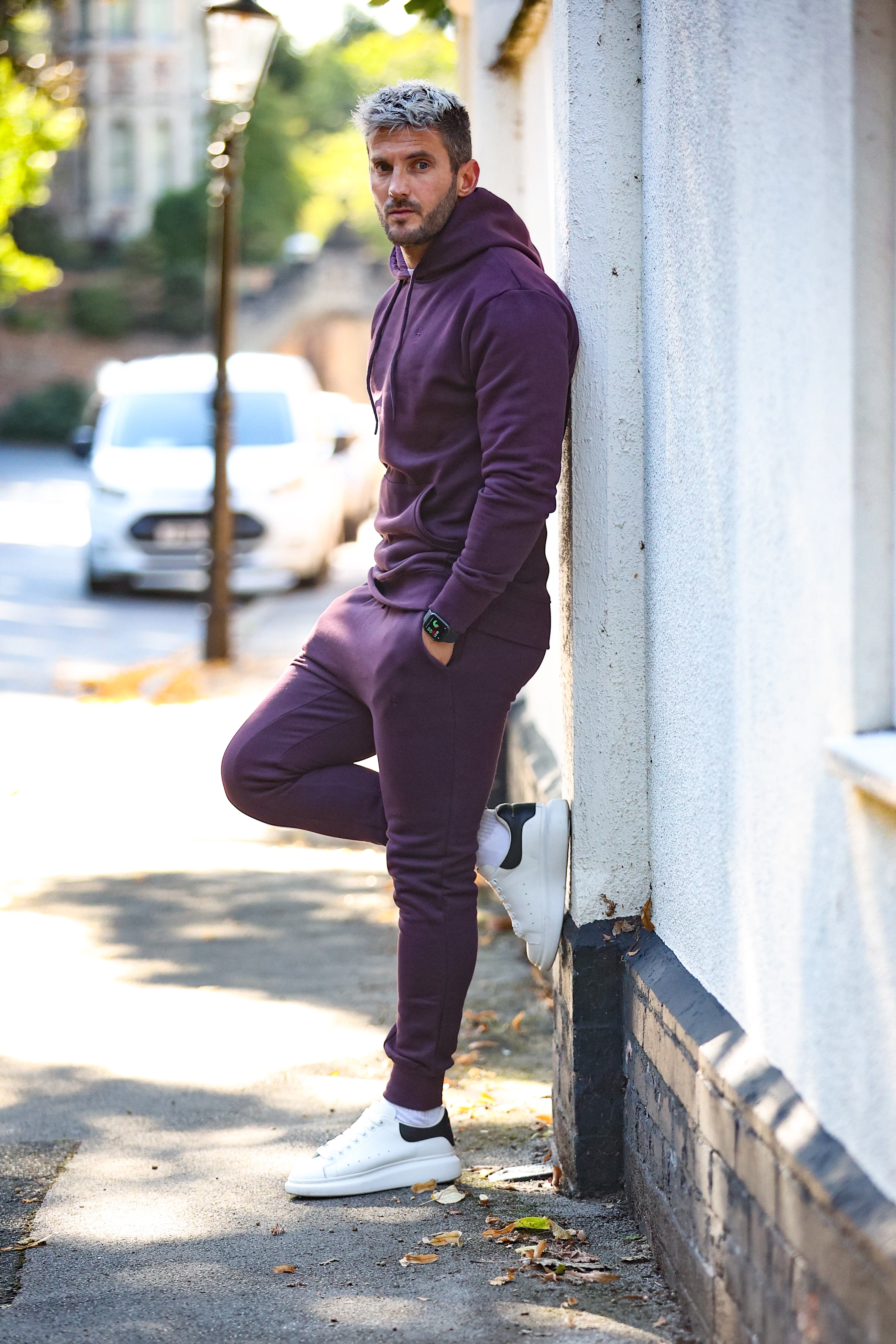 Plum Kangaroo Hoodie Top with FS Embroidery - FSH703