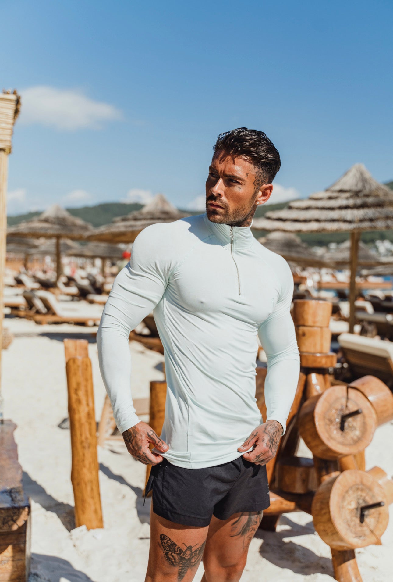 Long Sleeve Mint Half Zip Gym Top - FSH750