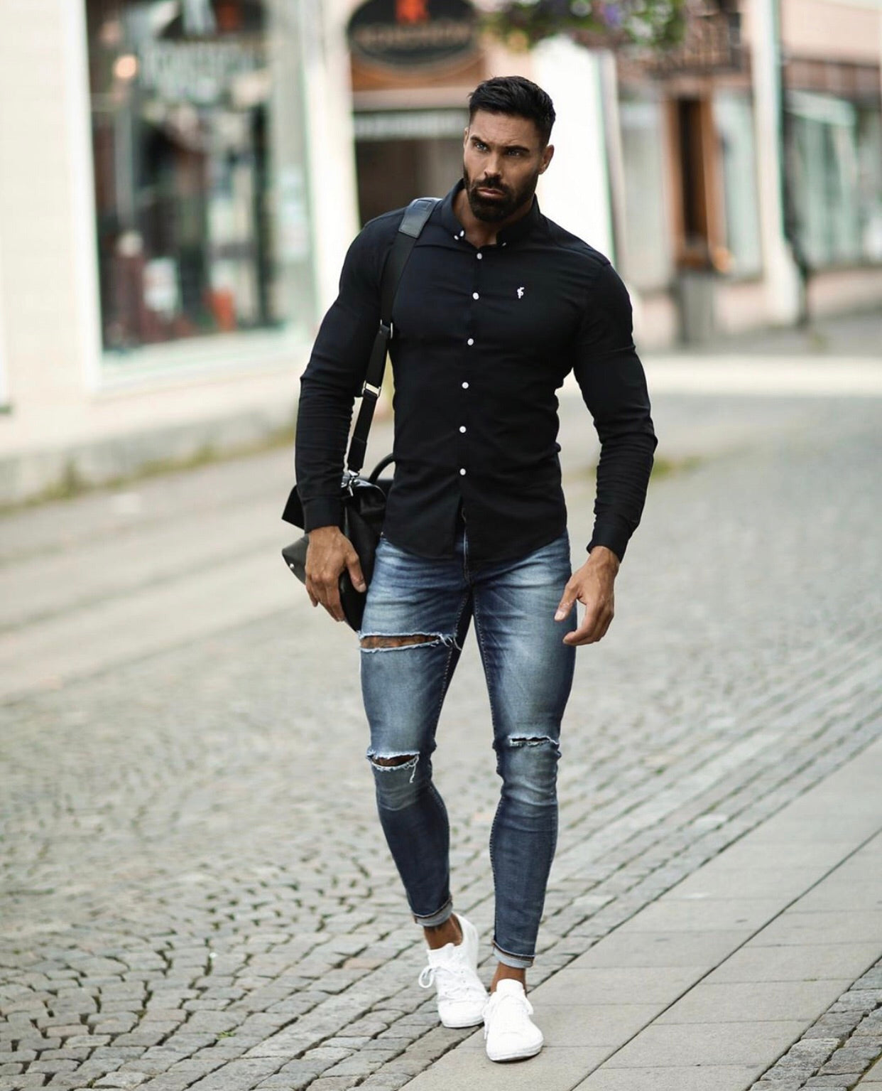 Super Slim Stretch Classic Oxford Black - FS302