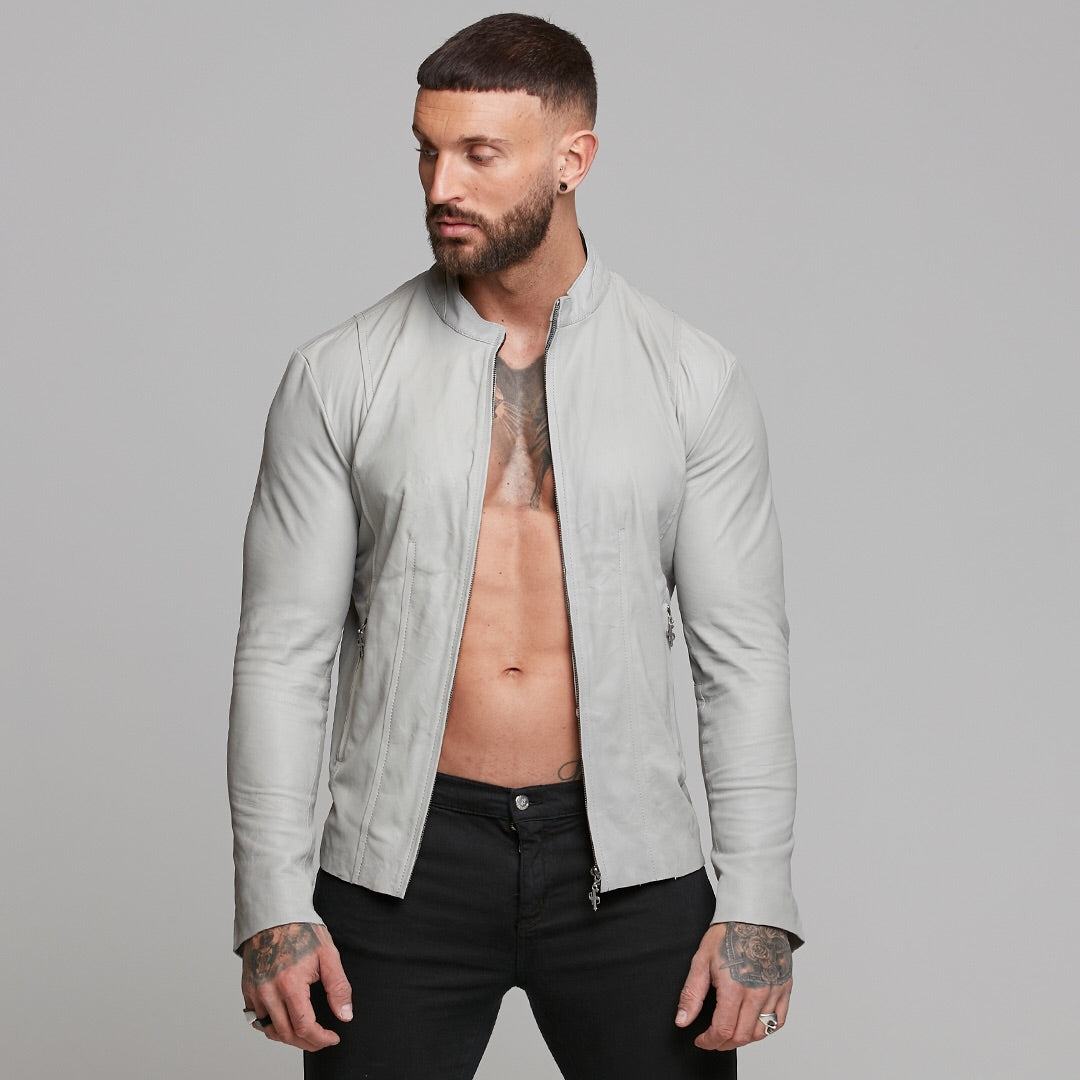 Grey Lambs Leather Jacket - FSH314