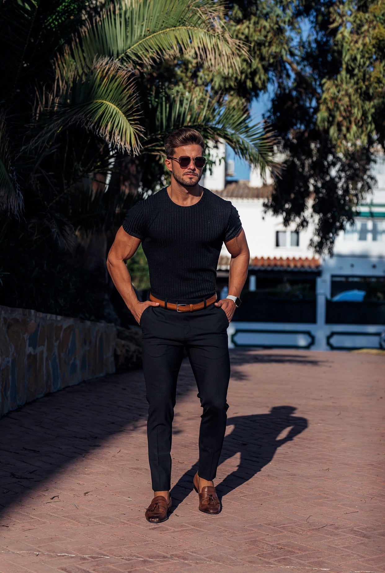 Slim Formal Black Stretch Trousers - FST034