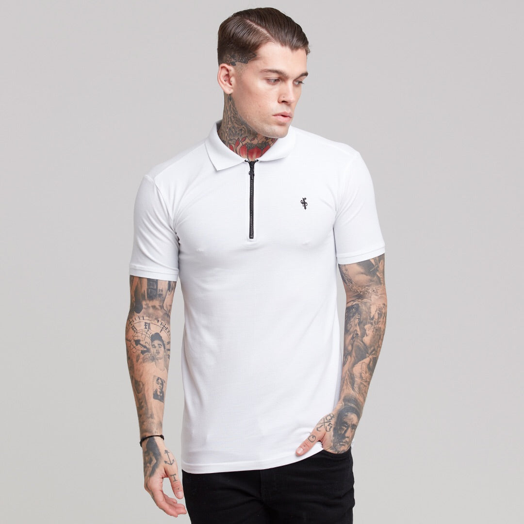 Classic White Zipped Polo Shirt - FSH299