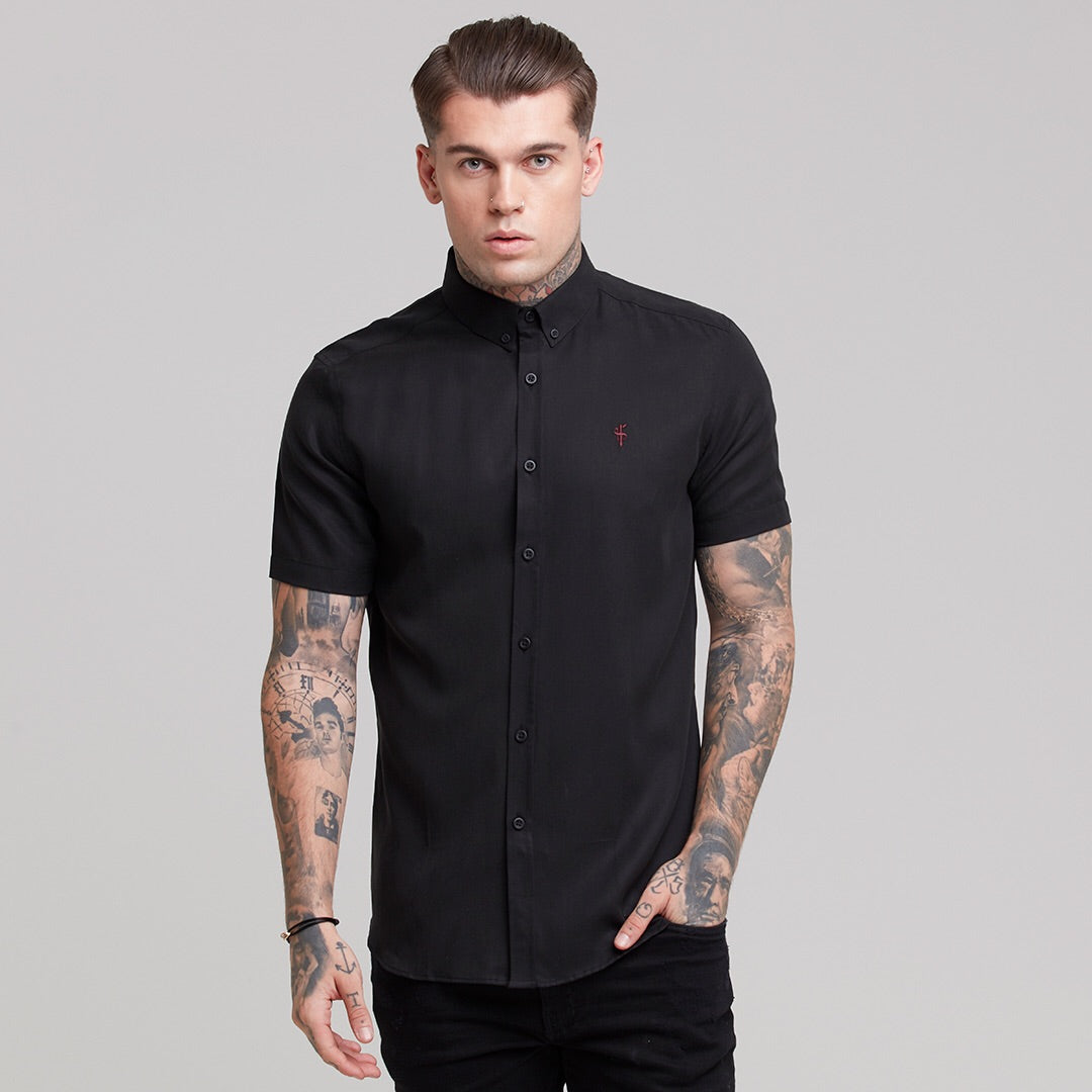 Classic Black Lyocell Short Sleeve (Burgundy Emblem) - FS466 (LAST CHANCE)