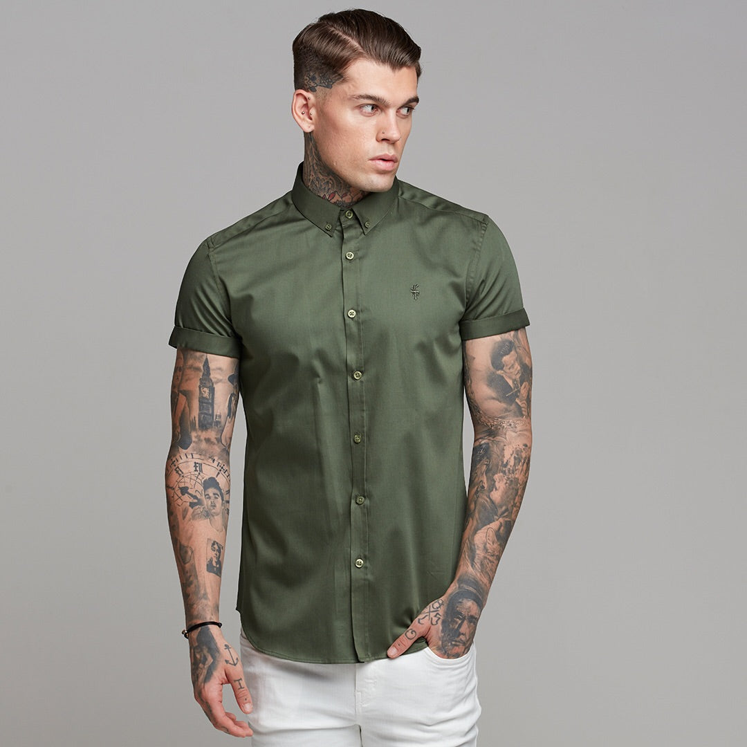 Classic Button Down Khaki Luxe Egyptian Cotton Short Sleeve - FS502 (LAST CHANCE)