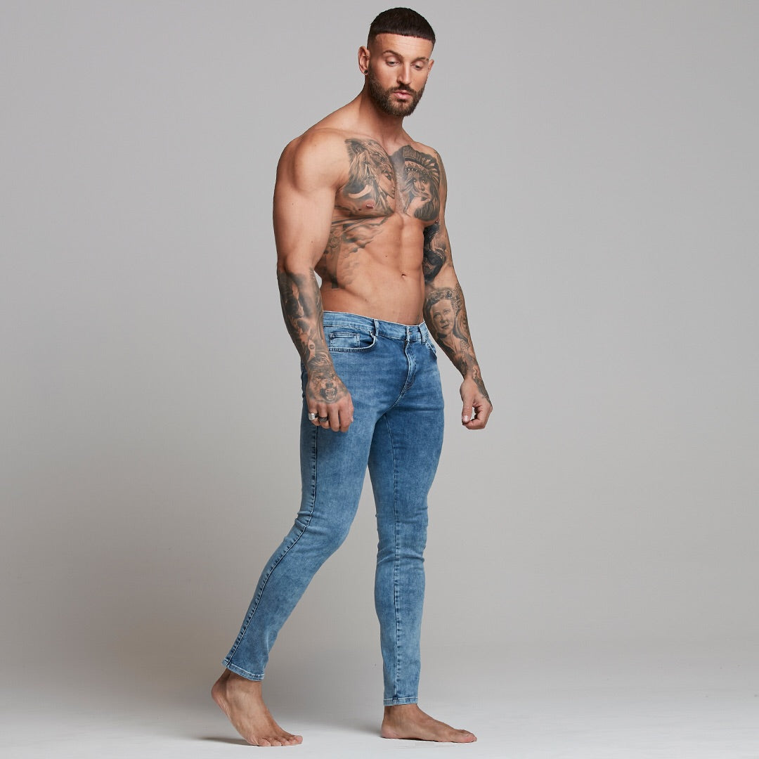 Slim Stretch Blue Acid Wash Jeans - FSH306