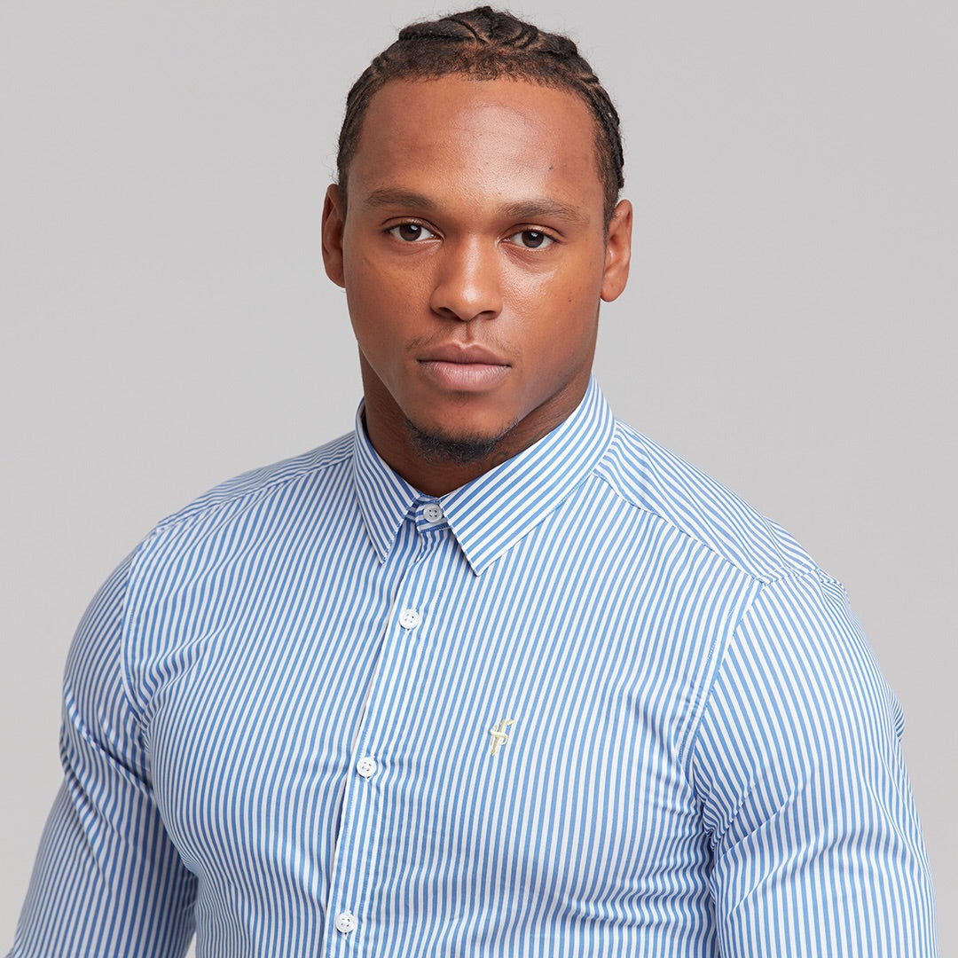 Super Slim Stretch Navy & White Stripe (Yellow Emblem) - FS364