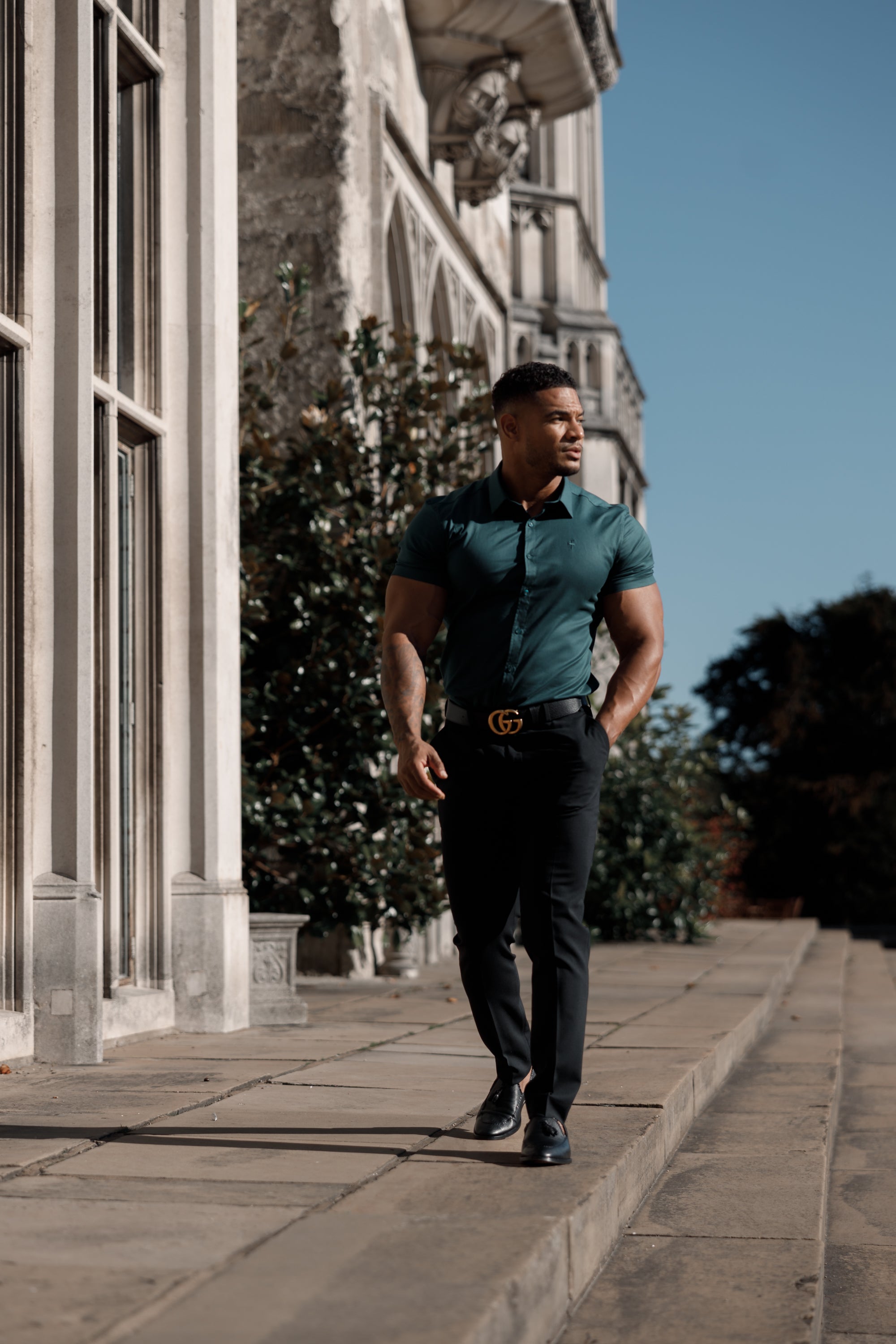 Super Slim Luxe Ultra Stretch Classic Forest Green Short Sleeve - FS675