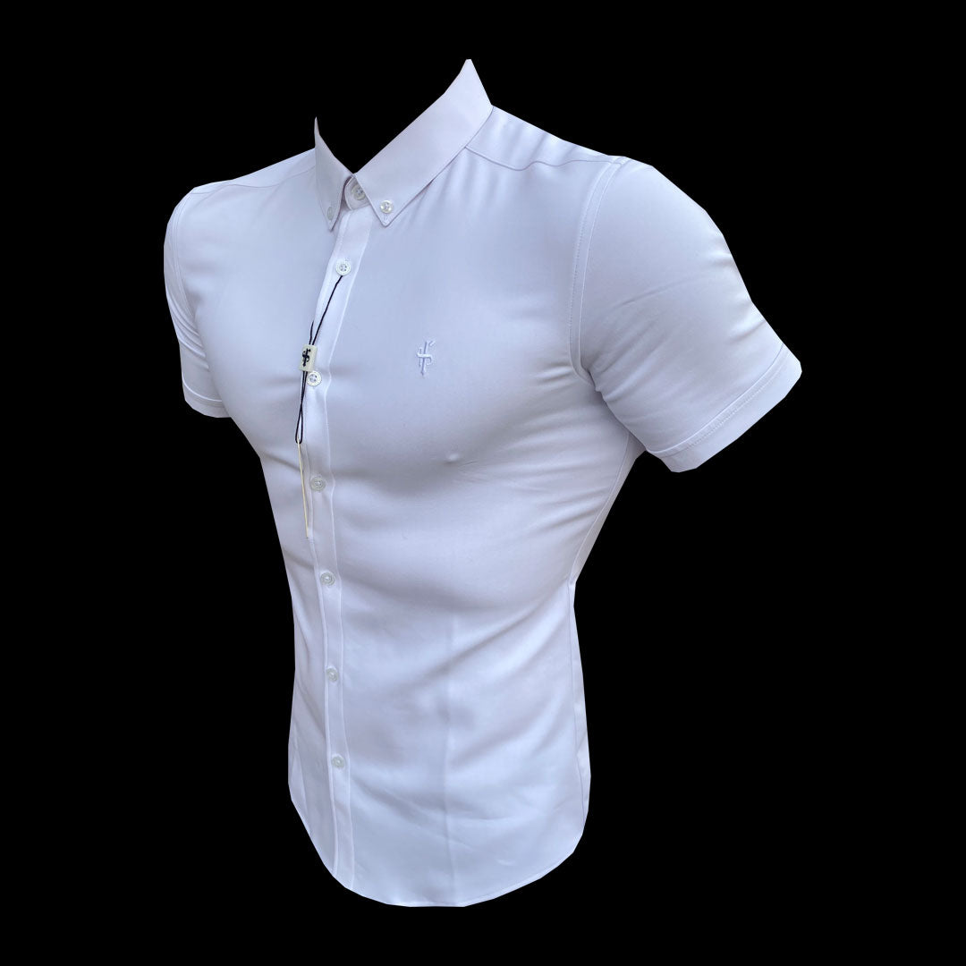 Super Slim Scuba White Short Sleeve Stretch - FS828
