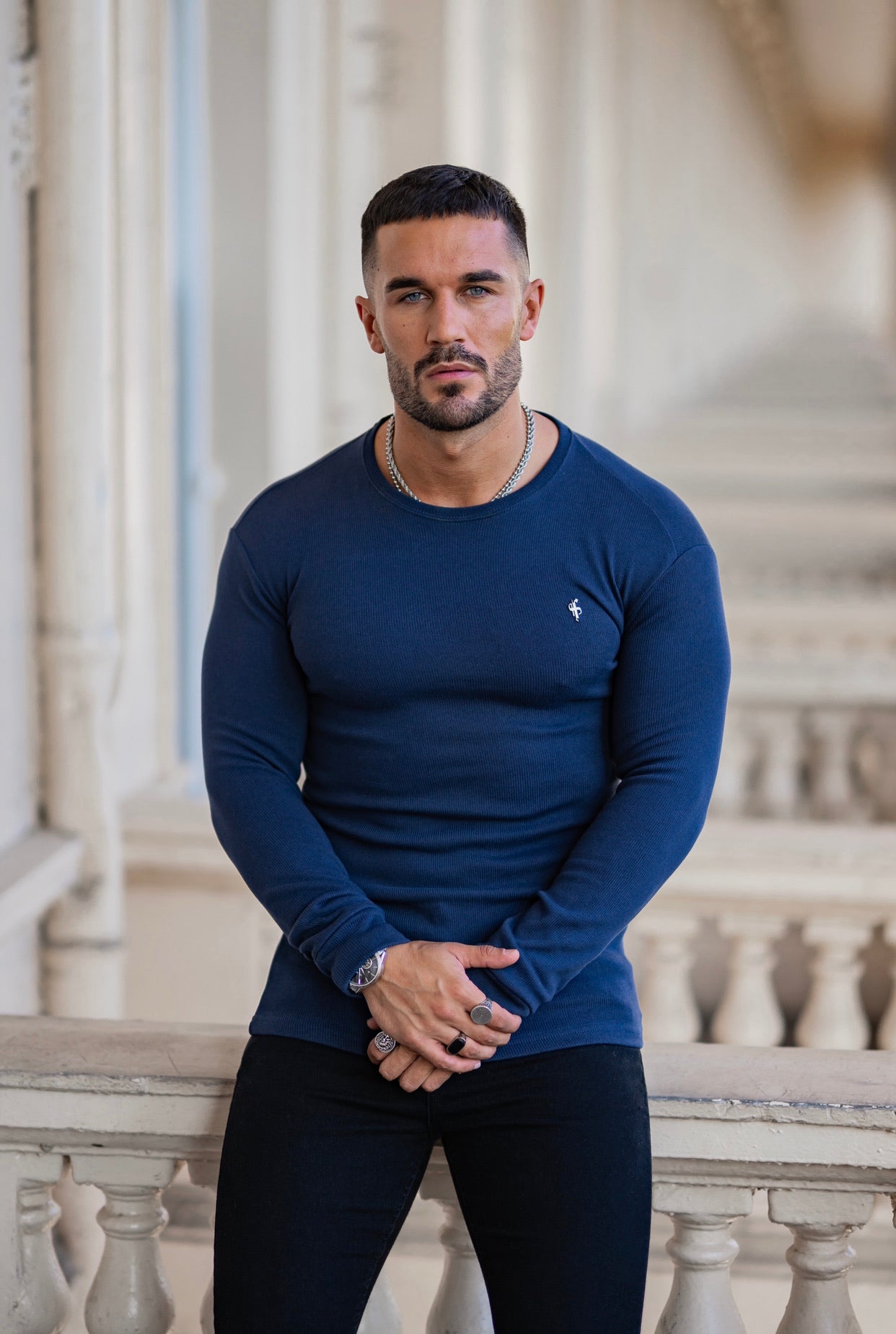 Classic Navy Super Slim Jumper - FSH410