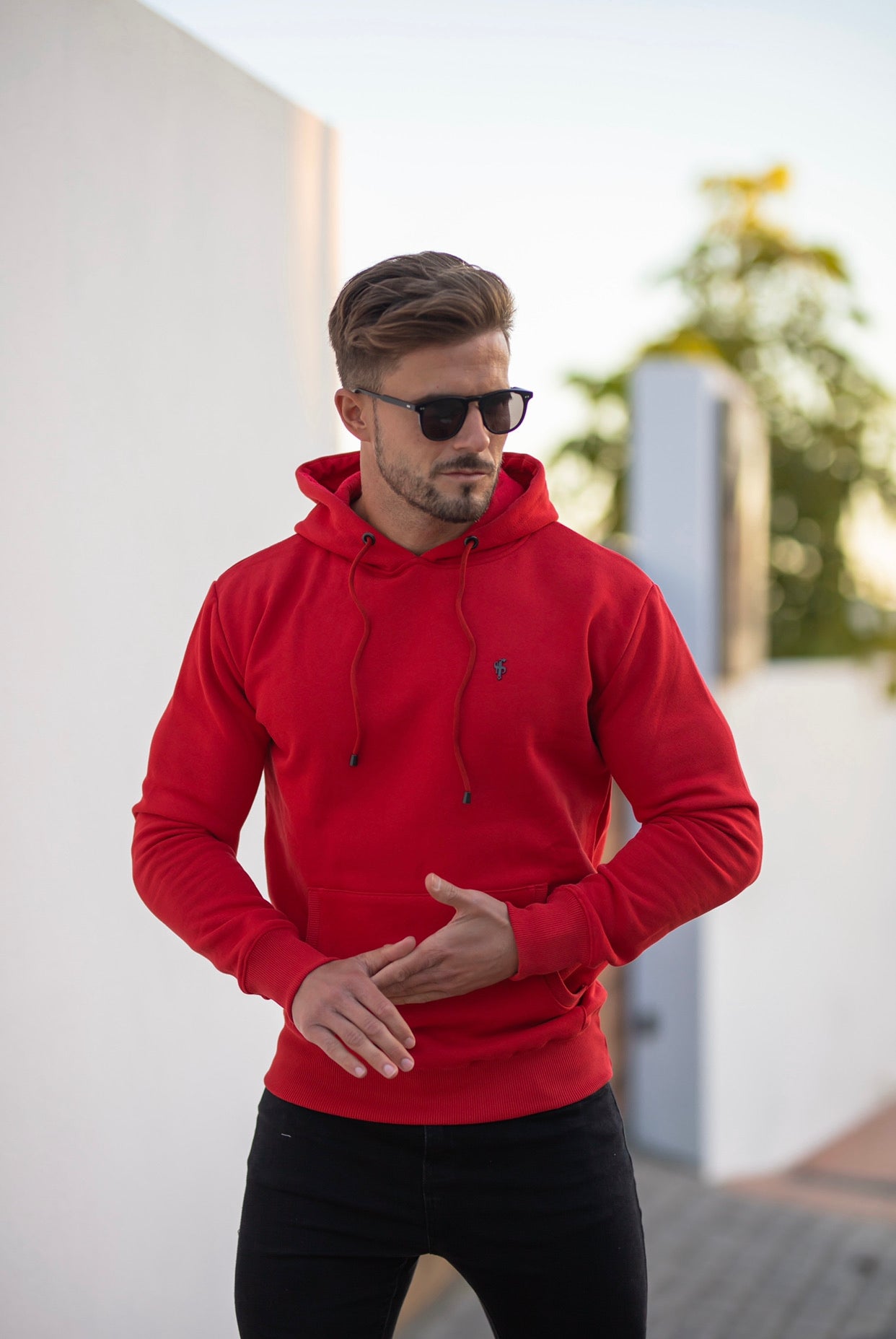Red & Black Overhead Hoodie Jumper - FSH549