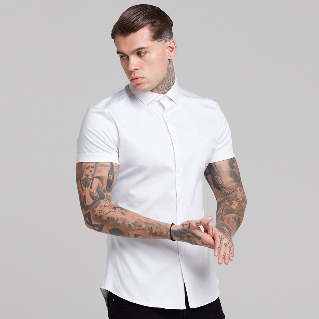 Slim Sateen Classic White with White Embroidery - FS395