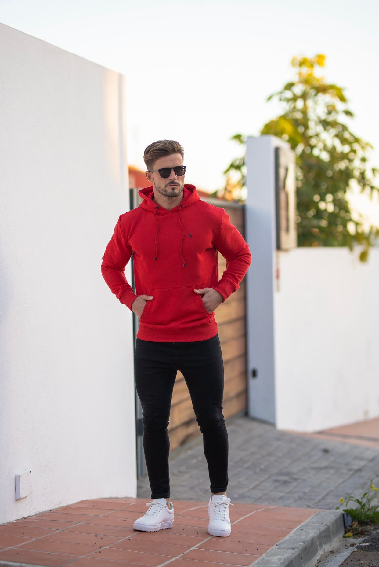 Red & Black Overhead Hoodie Jumper - FSH549