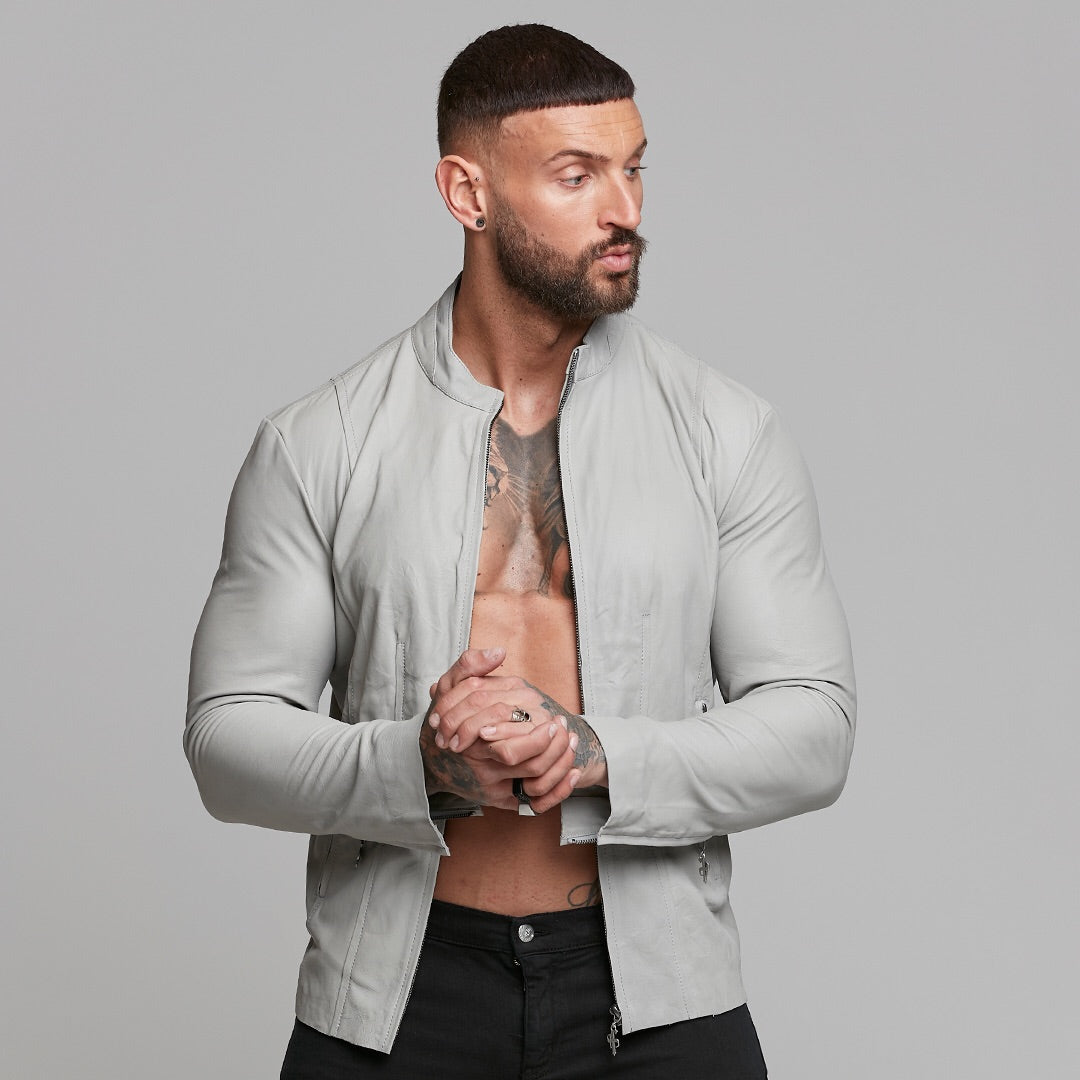 Grey Lambs Leather Jacket - FSH314