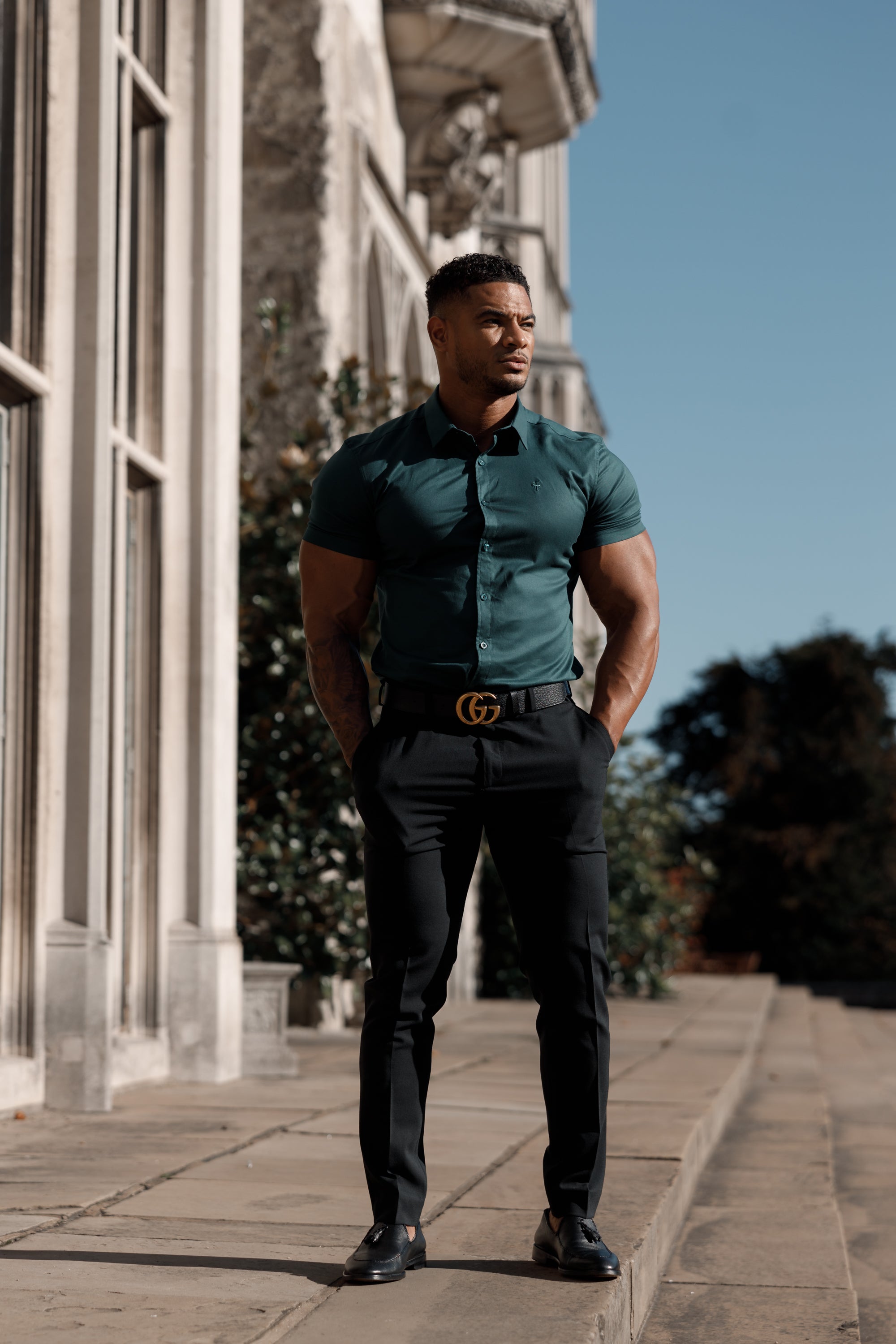 Super Slim Luxe Ultra Stretch Classic Forest Green Short Sleeve - FS675