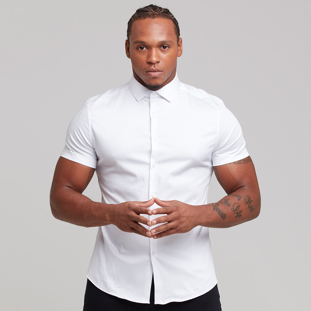 Slim Sateen Classic White with White Embroidery - FS395