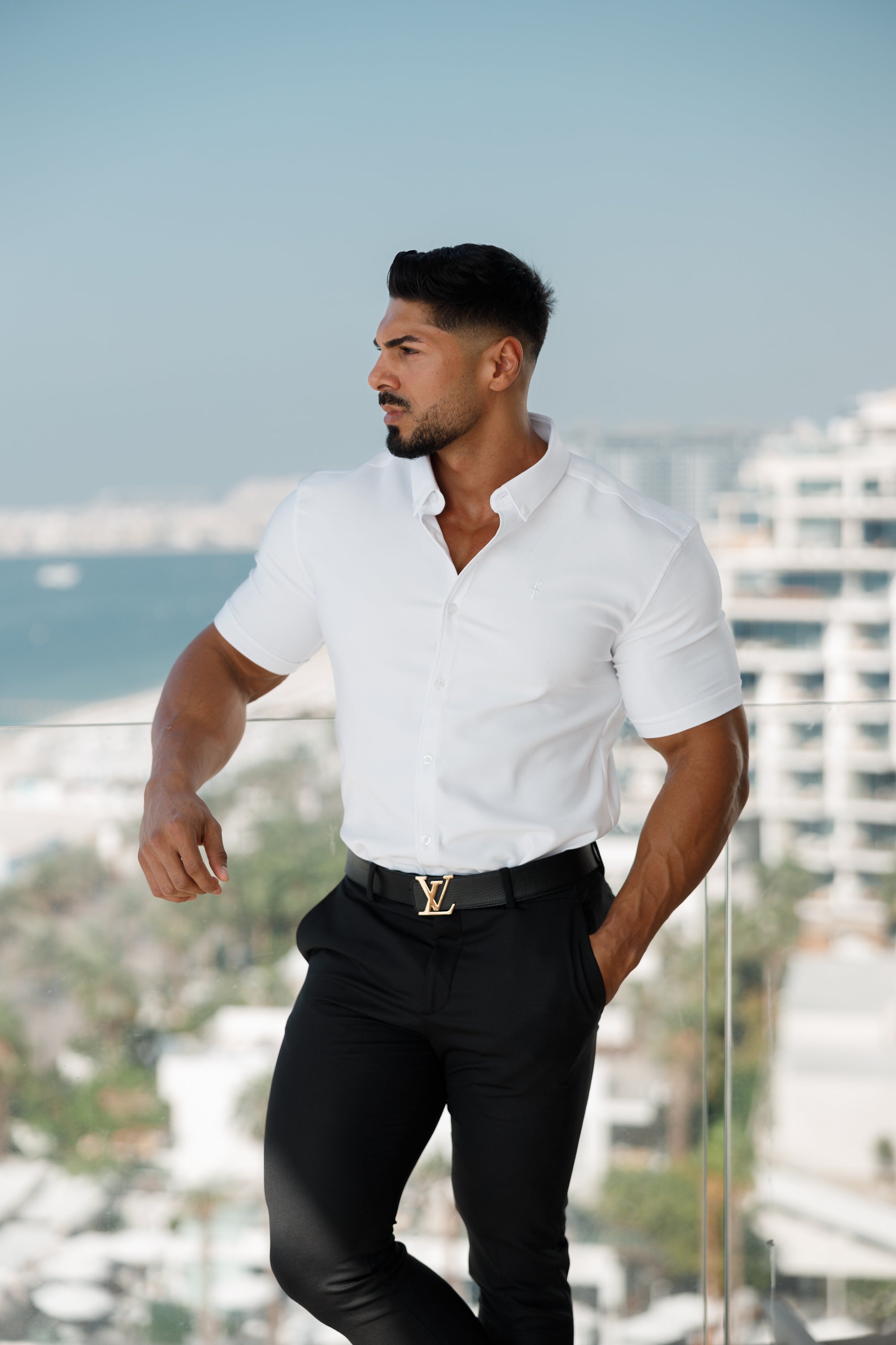 Super Slim Scuba White Short Sleeve Stretch - FS828