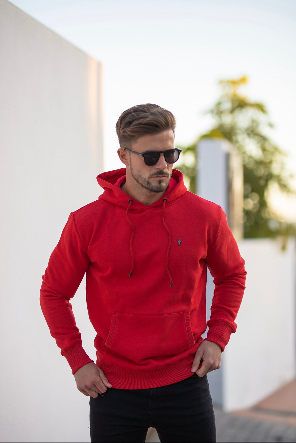 Red & Black Overhead Hoodie Jumper - FSH549