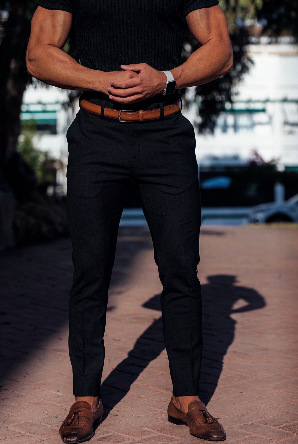 Slim Formal Black Stretch Trousers - FST034