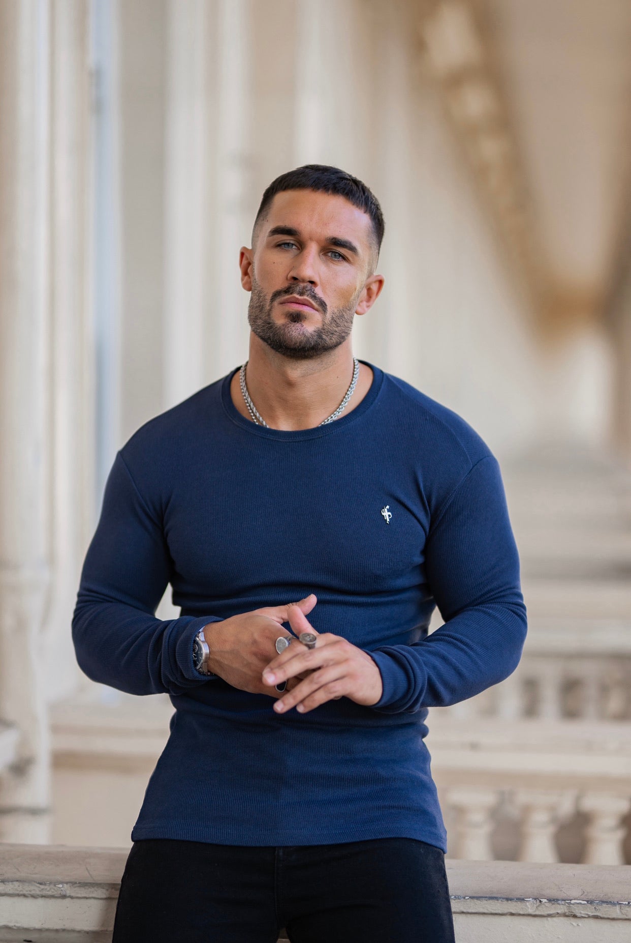 Classic Navy Super Slim Jumper - FSH410