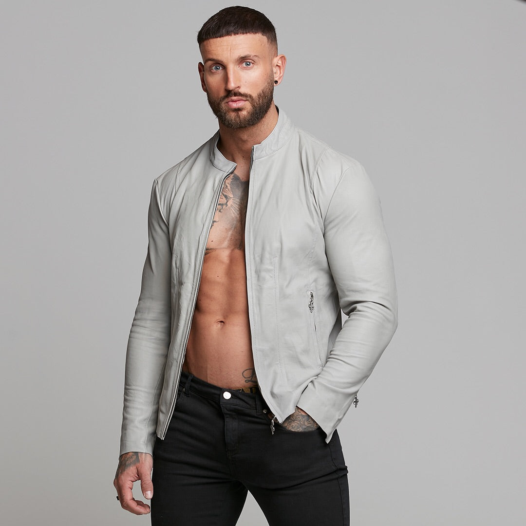 Grey Lambs Leather Jacket - FSH314