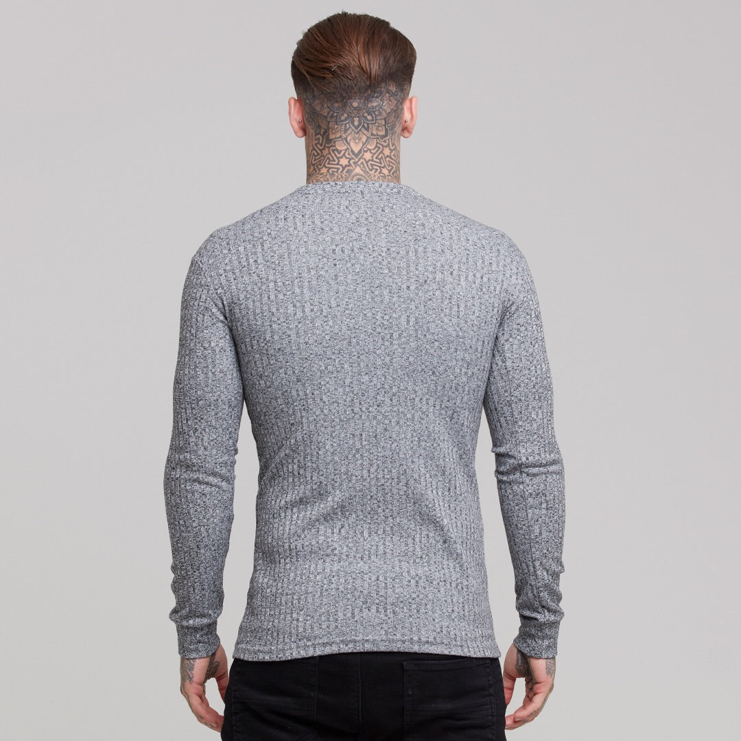 Classic Grey & Black Ribbed Knit Jumper - FSH079