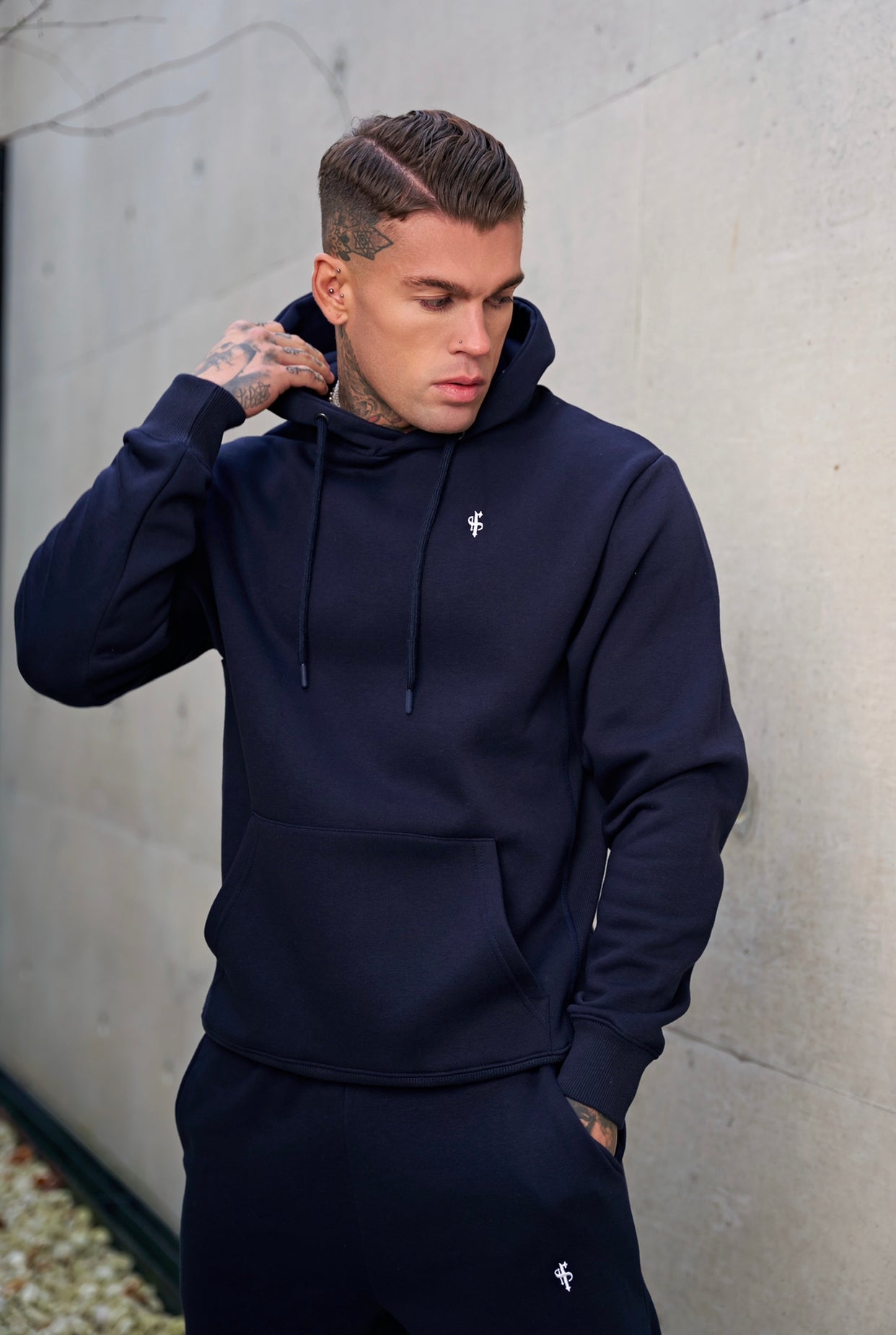 Navy Relaxed Fit Rib Panel Bottoms - FSH724