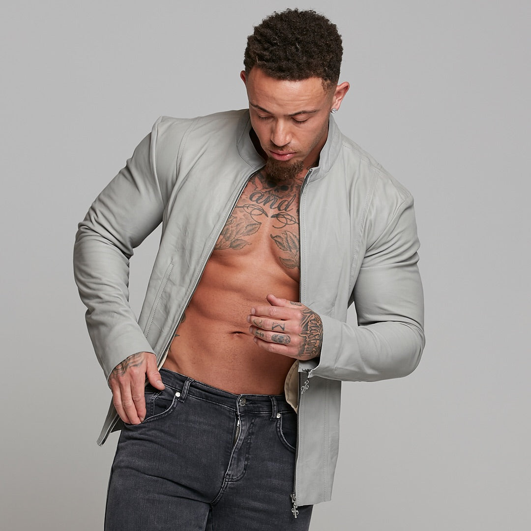 Grey Lambs Leather Jacket - FSH314
