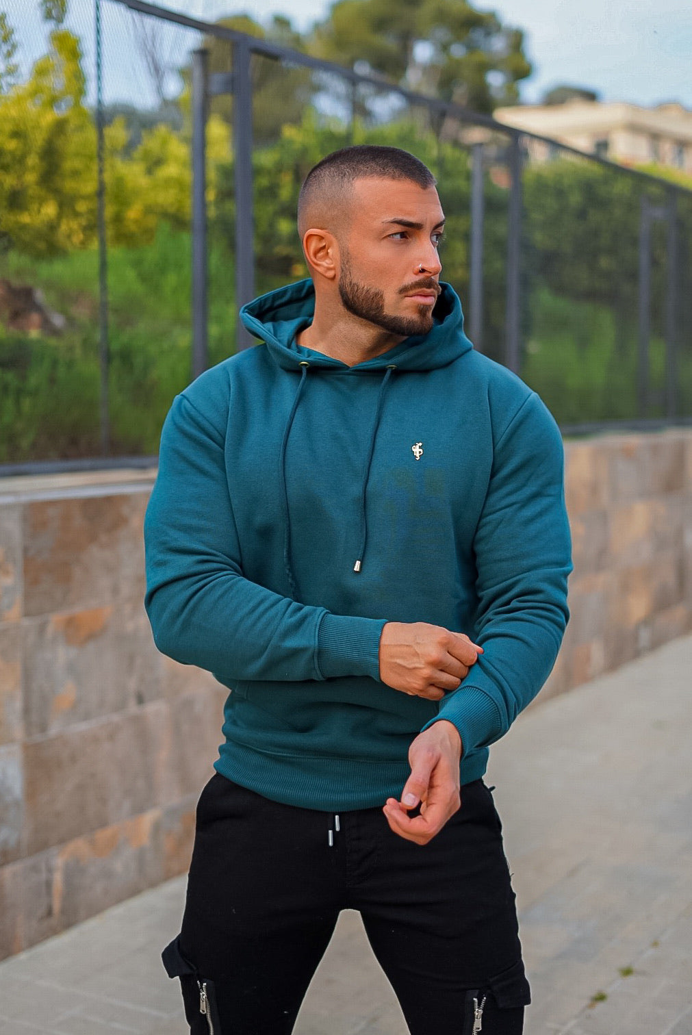 Forest Green & Gold Overhead Hoodie Jumper - FSH548