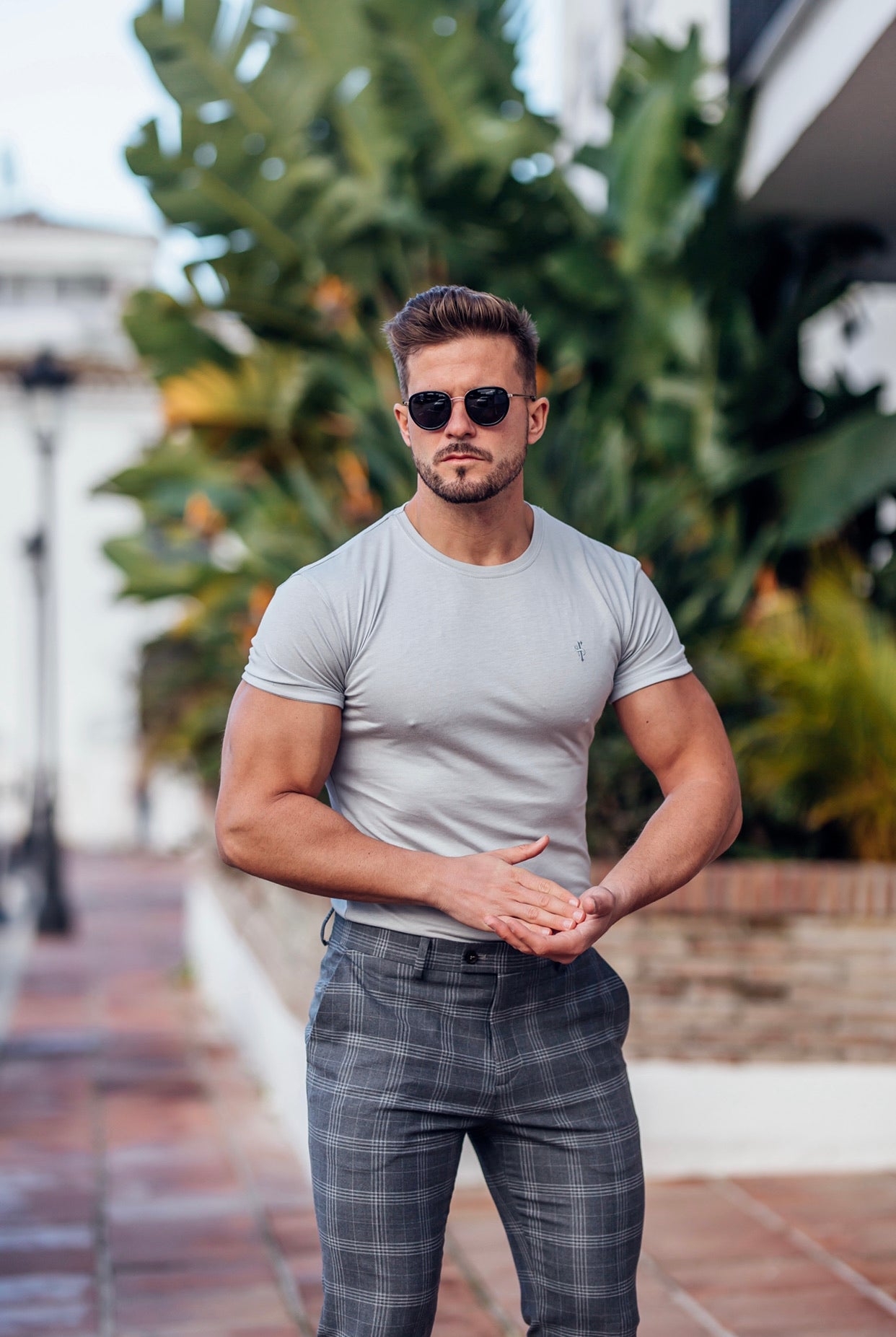 Light Grey Bamboo Crew T Shirt - FSH578