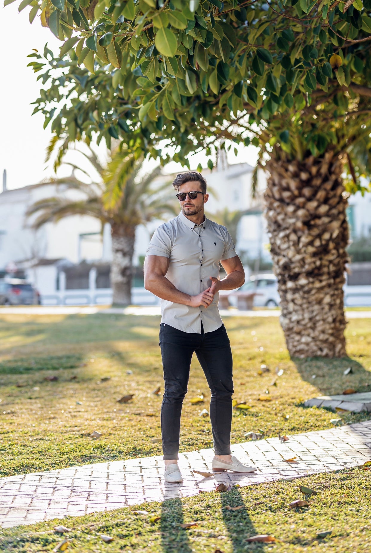 Super Slim Stretch Classic Grey Short Sleeve - FS827