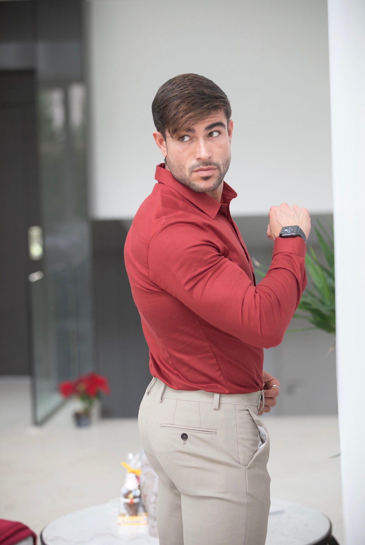Super Slim Luxe Ultra Stretch Classic Mid Burgundy Long Sleeve - FS743