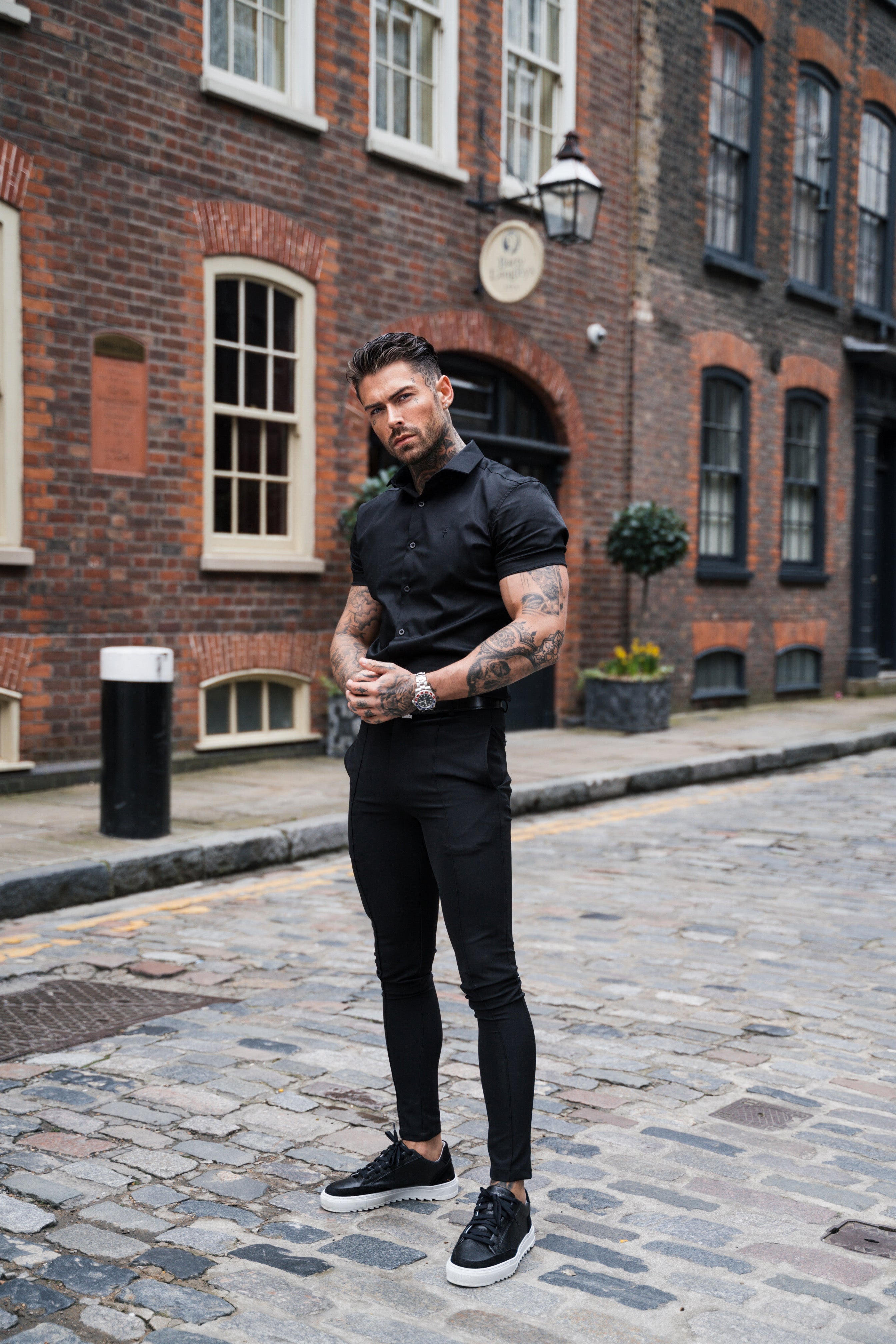 Slim Sateen Classic Black Short Sleeve - FS546