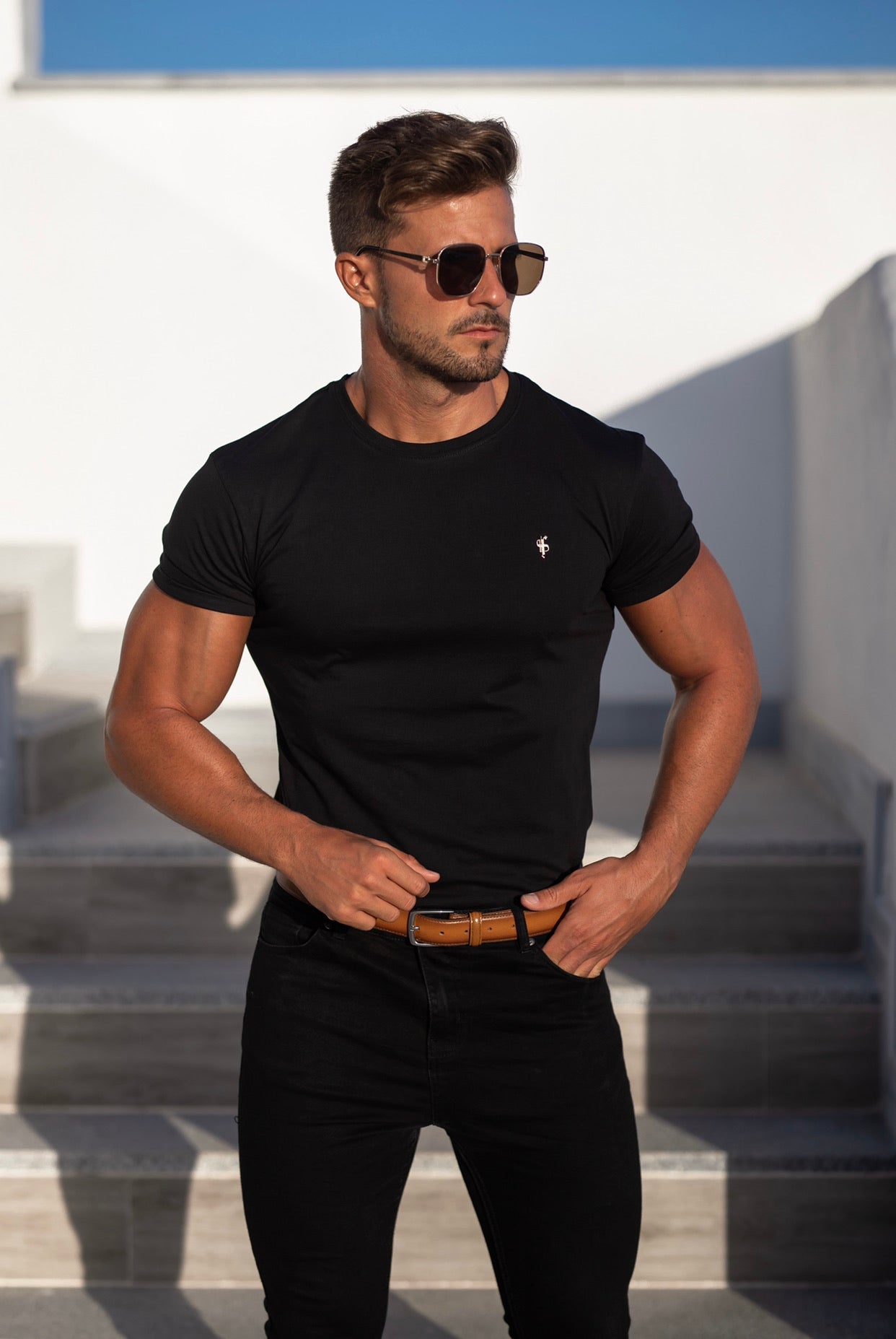 Classic Black Crew with Silver Metal Emblem Decal