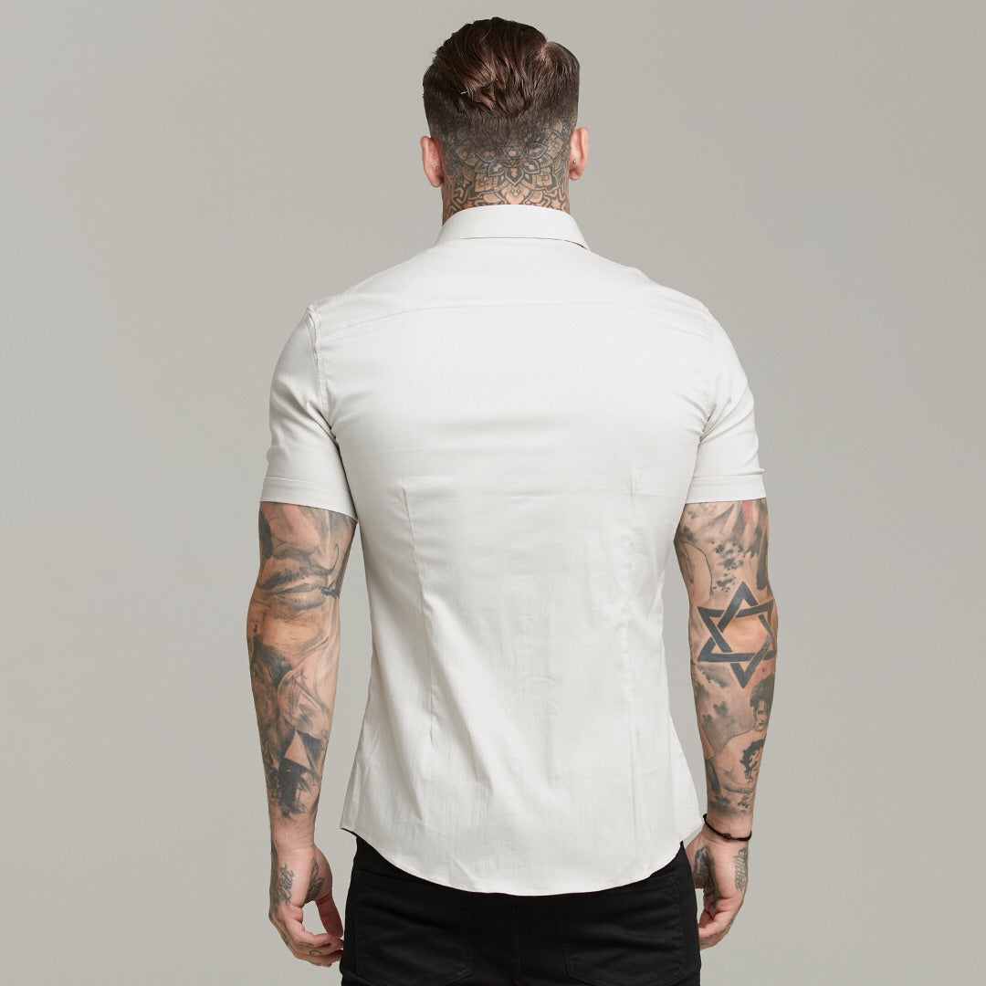 Super Slim Stretch Classic Light Beige Short Sleeve - FS559