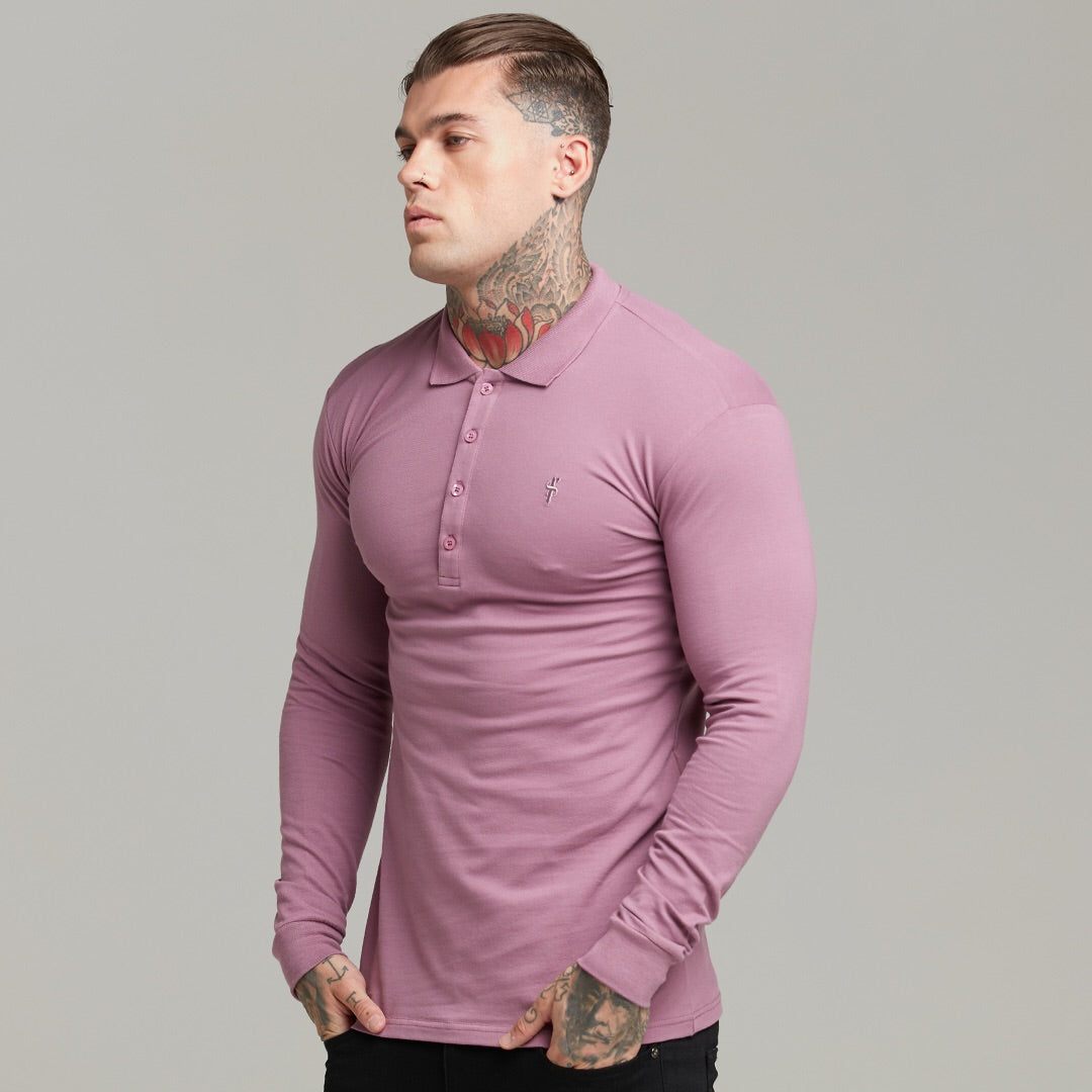 Classic Lavender Long Sleeve Polo Shirt - FSH307