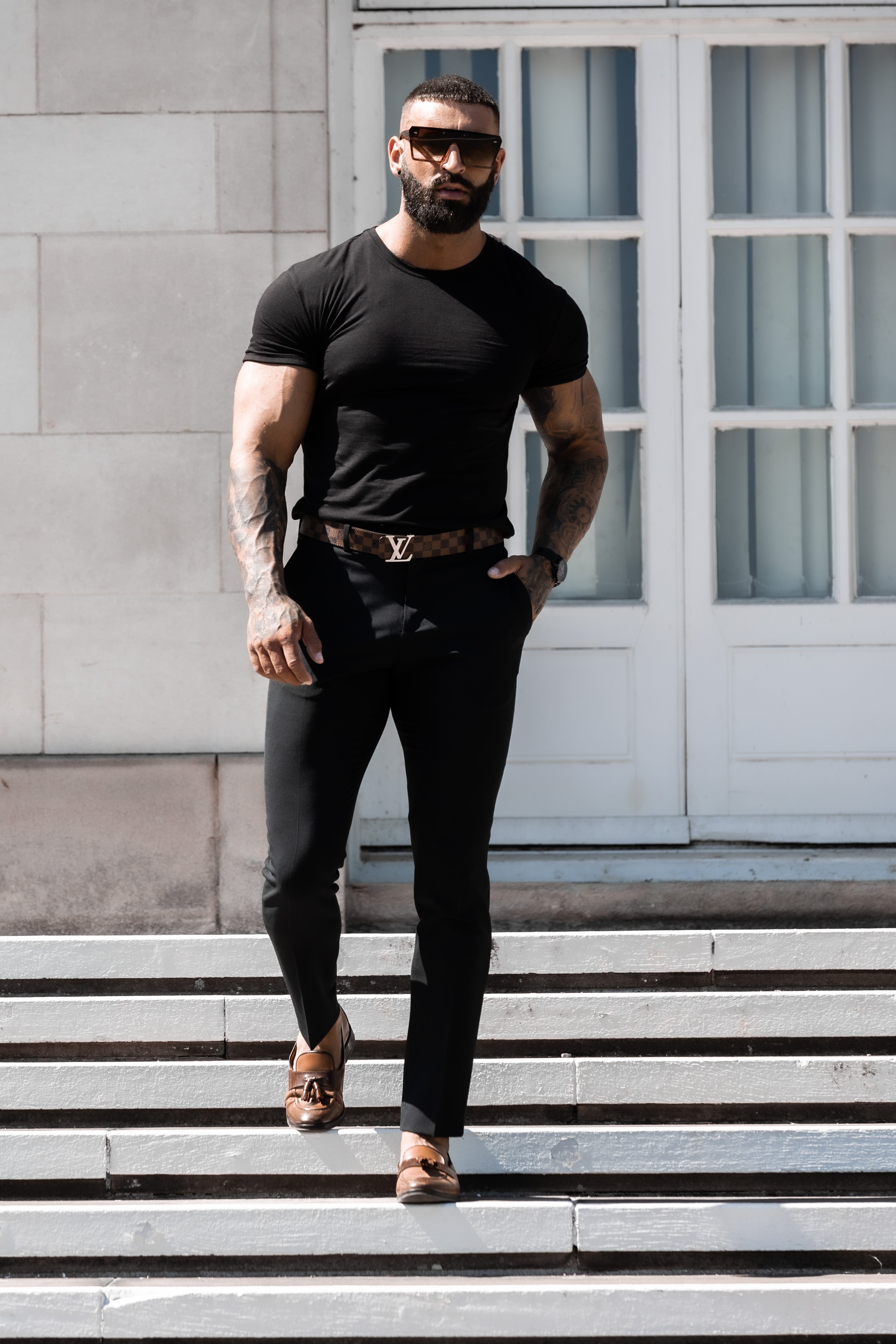 Relaxed Formal Black Stretch Trousers - FSTR001 RELAXED