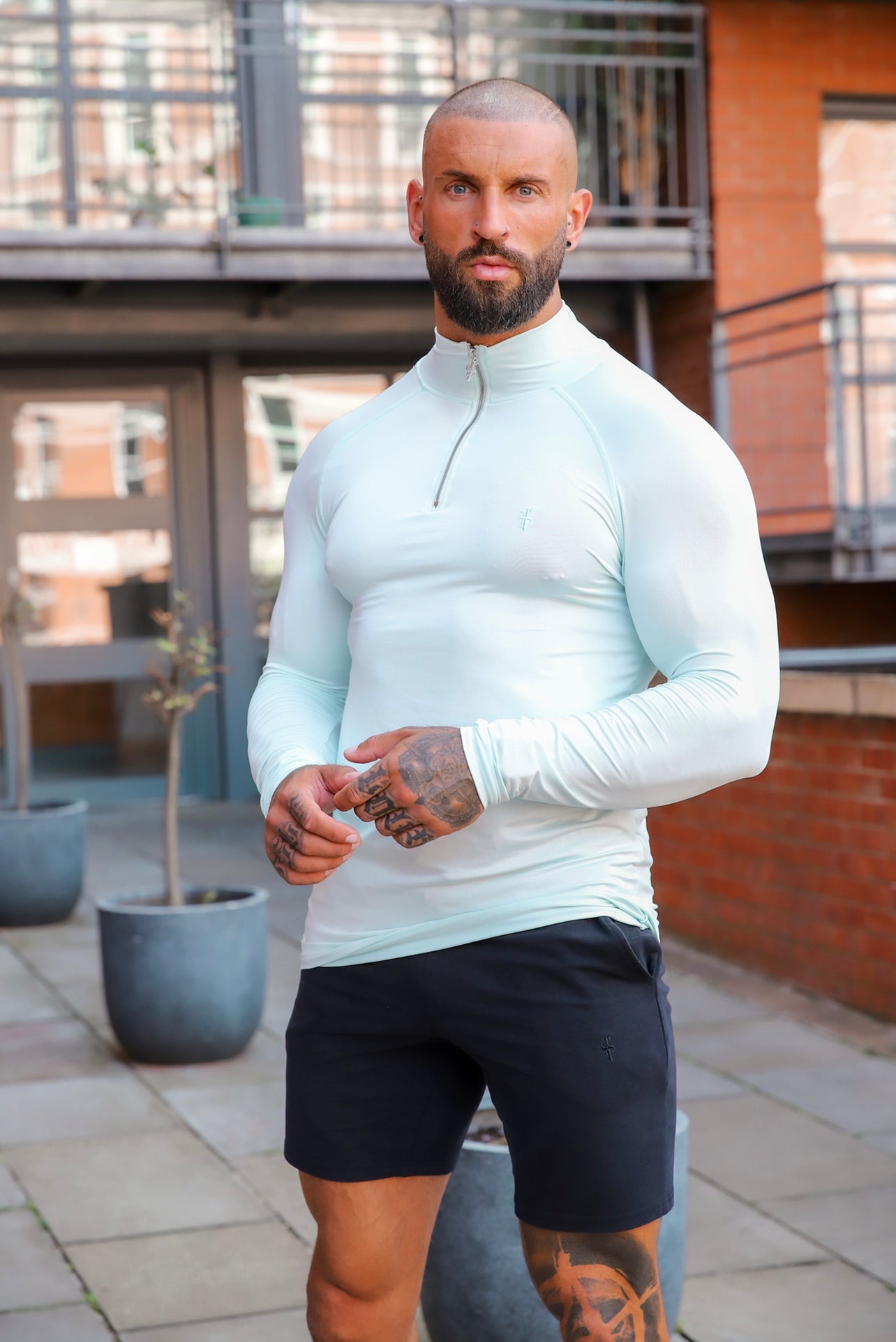 Long Sleeve Mint Half Zip Gym Top - FSH750