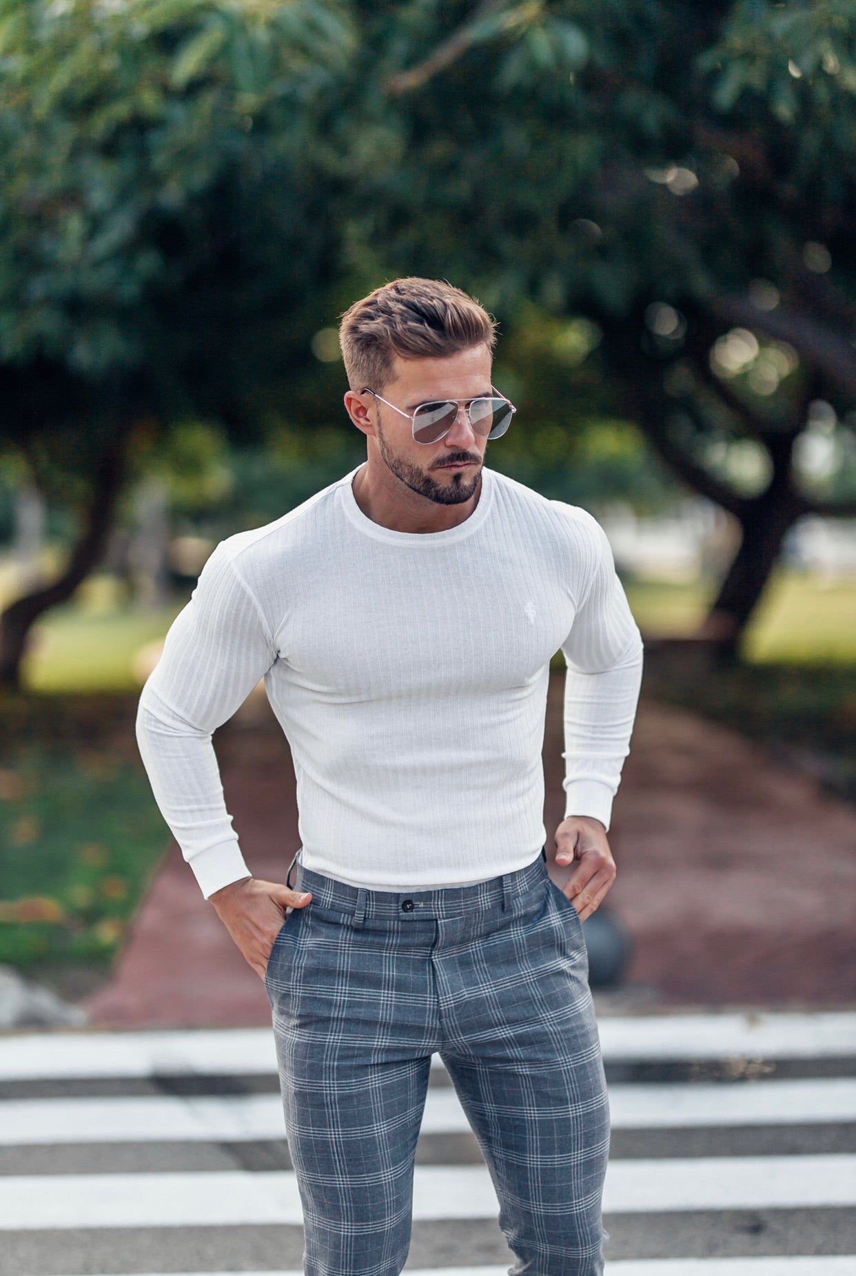 Classic White Ribbed Knit Jumper - FSH534
