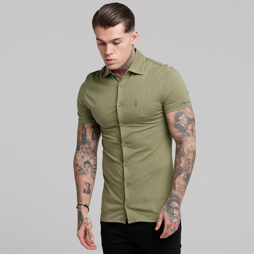 Super Slim Khaki Jersey Short Sleeve - FSH014 (LAST CHANCE)