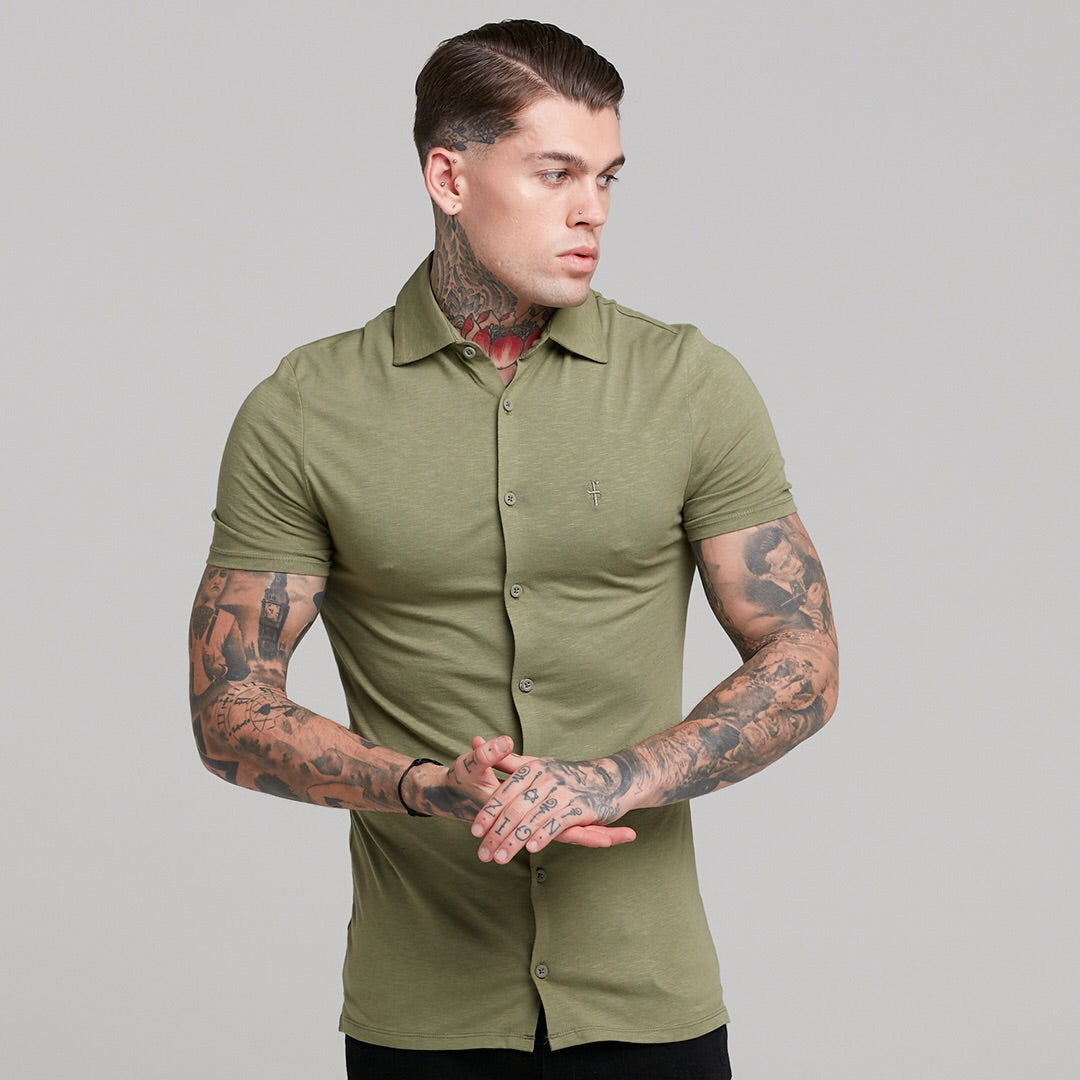 Super Slim Khaki Jersey Short Sleeve - FSH014 (LAST CHANCE)