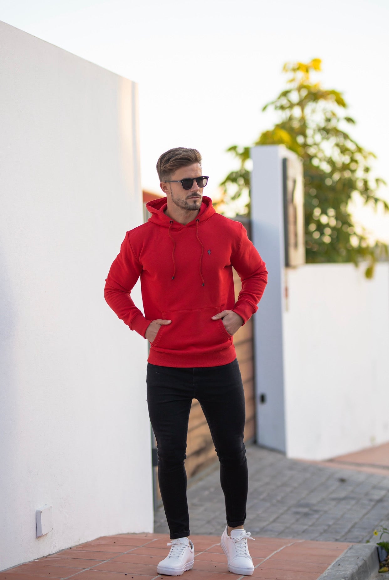 Red & Black Overhead Hoodie Jumper - FSH549