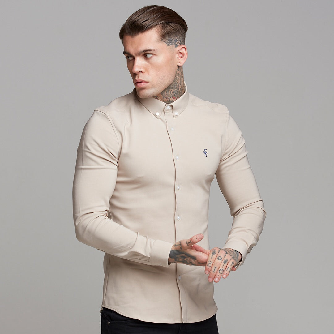 Super Slim Scuba Taupe Long Sleeve Stretch - FS486