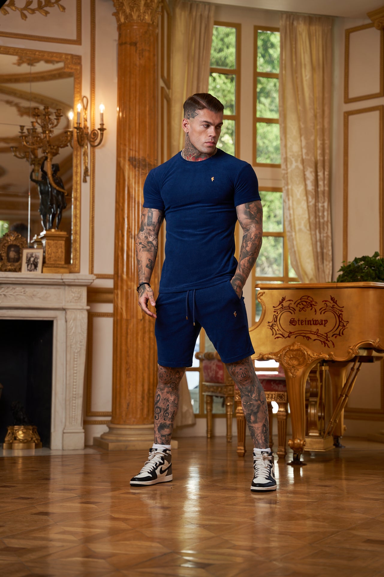 New French Navy Towelling Shorts - FSH657