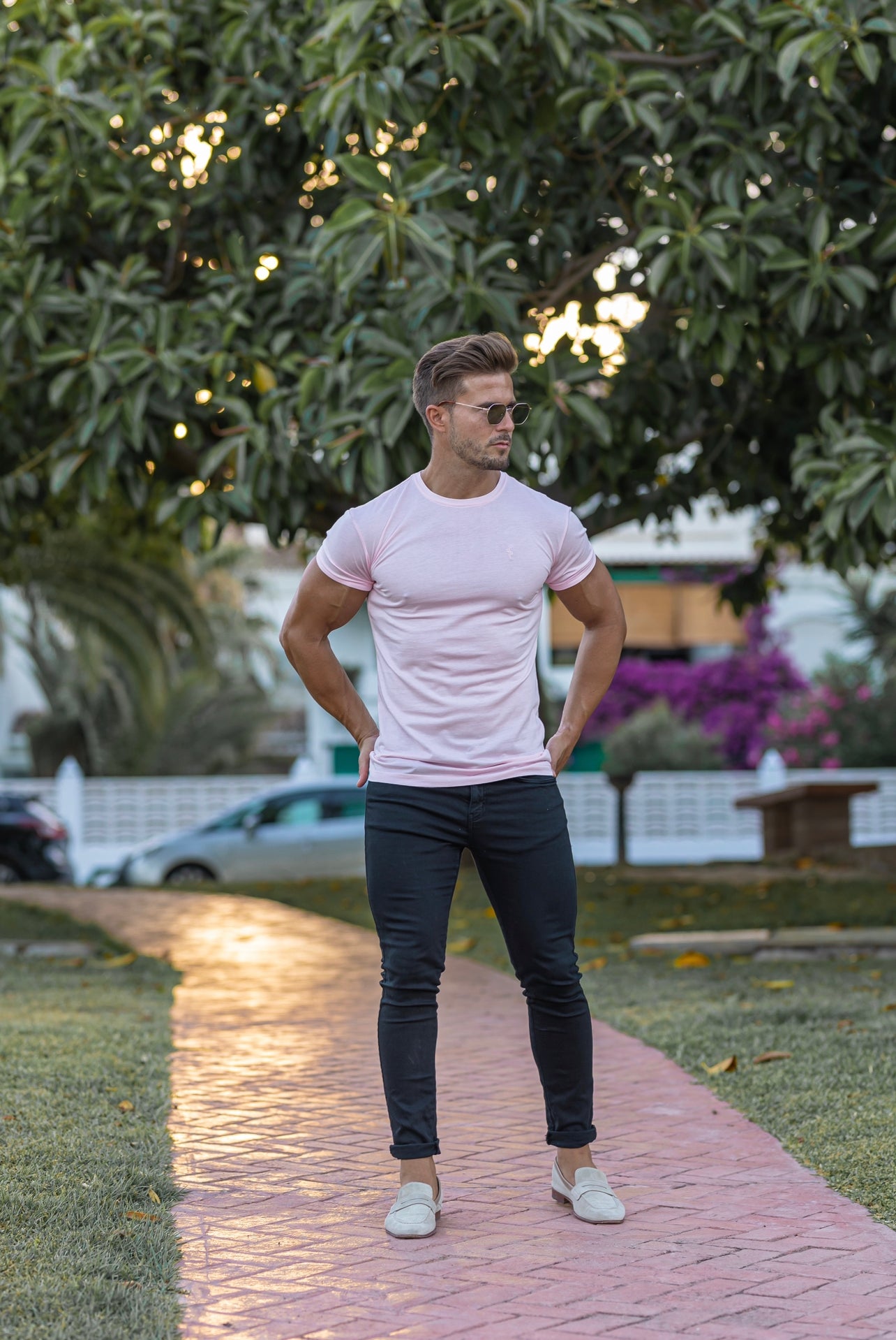 Pink Bamboo Crew T Shirt - FSH746