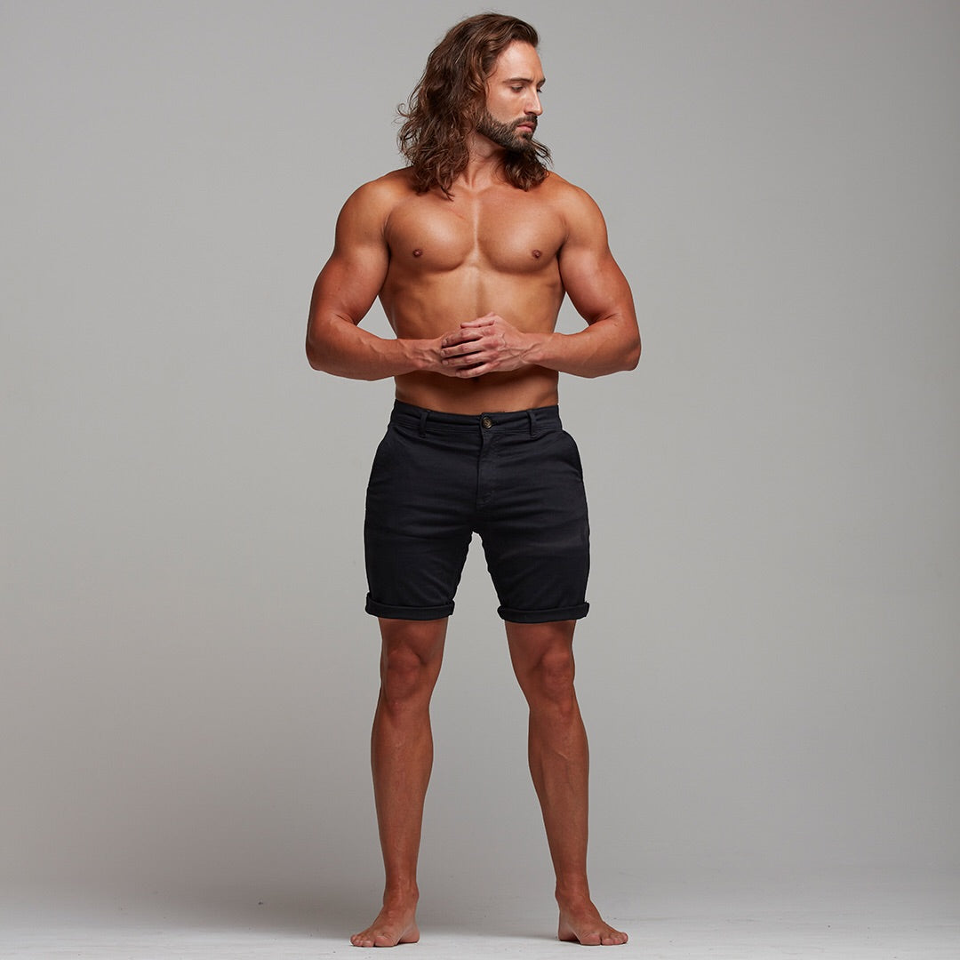 Slim Fit Black Chino Shorts - FSH266