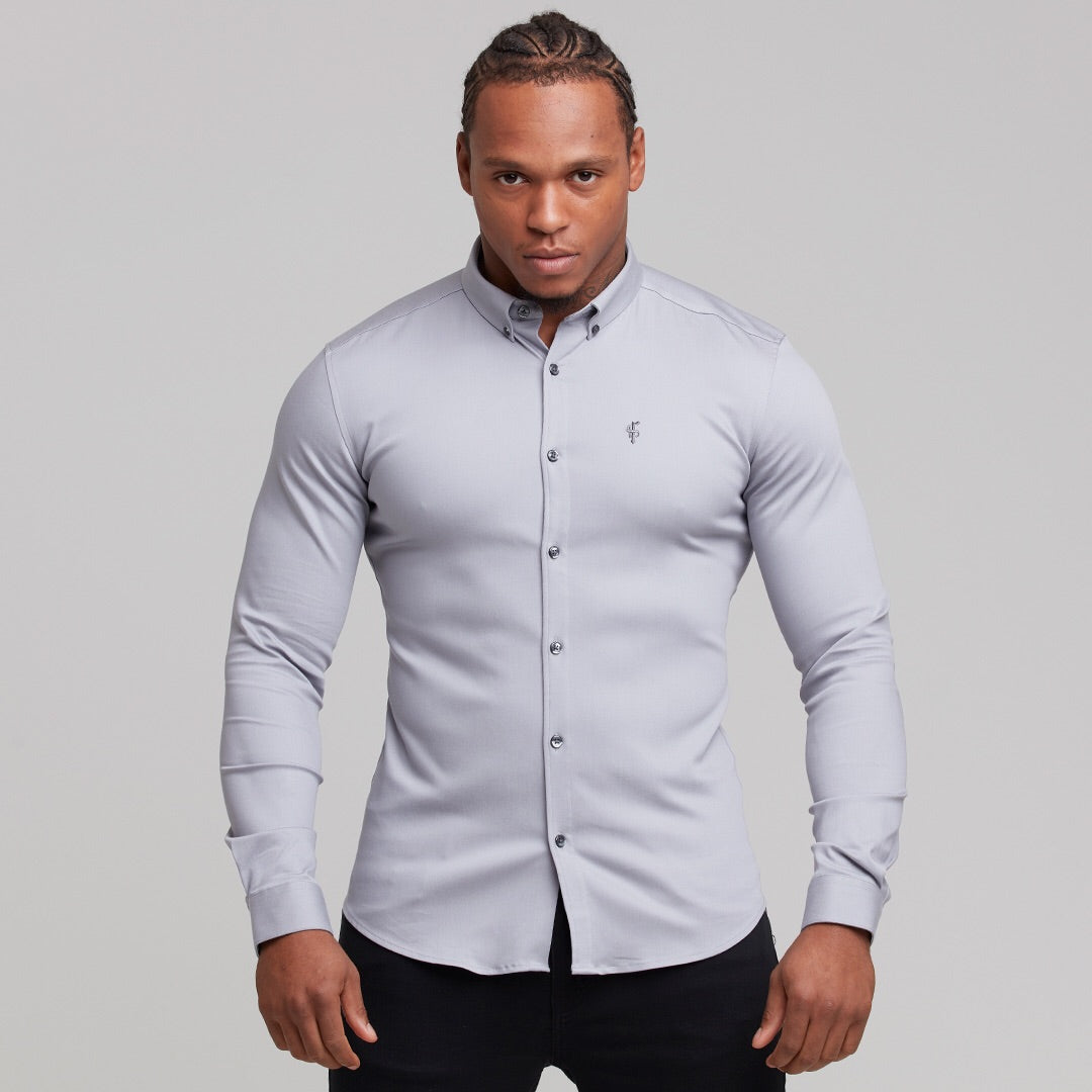 Super Slim Stretch Grey Denim Long Sleeve - FS209